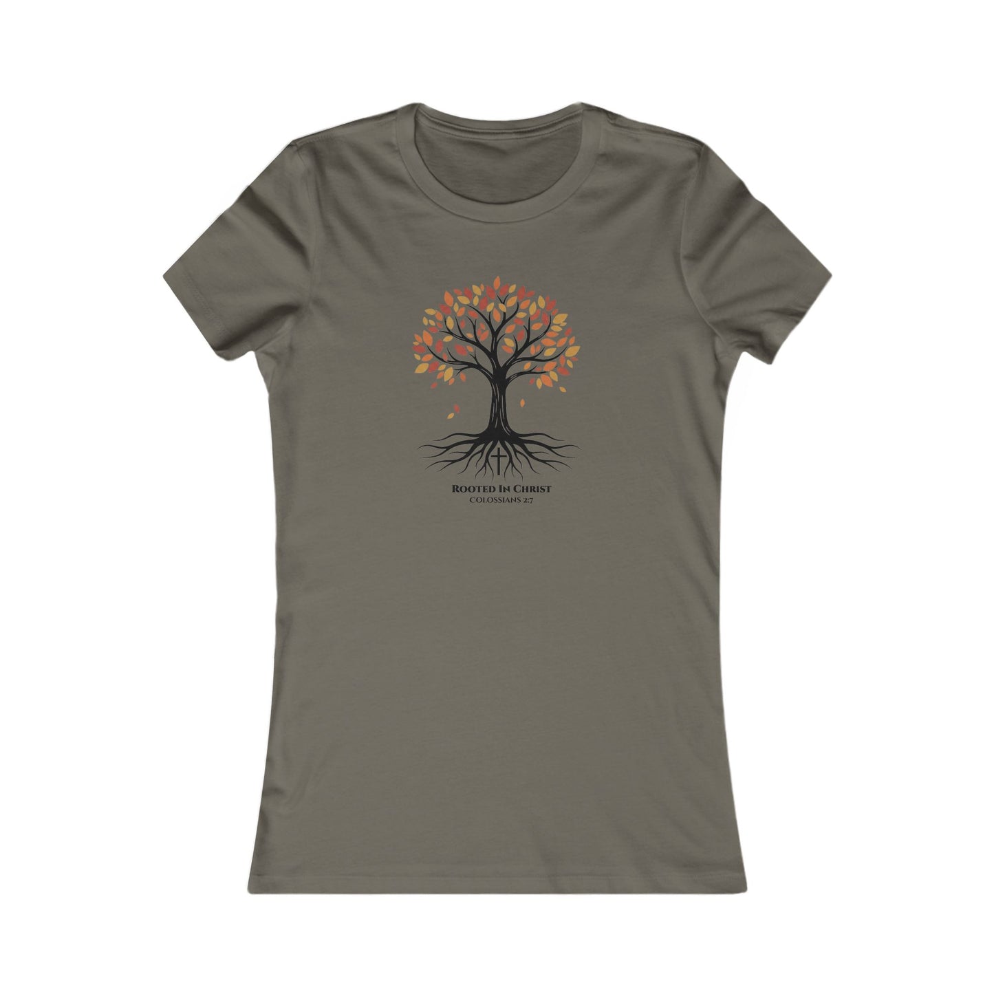 Rooted In Christ – Colossians 2:7 Women’s Christian Fall Tee
