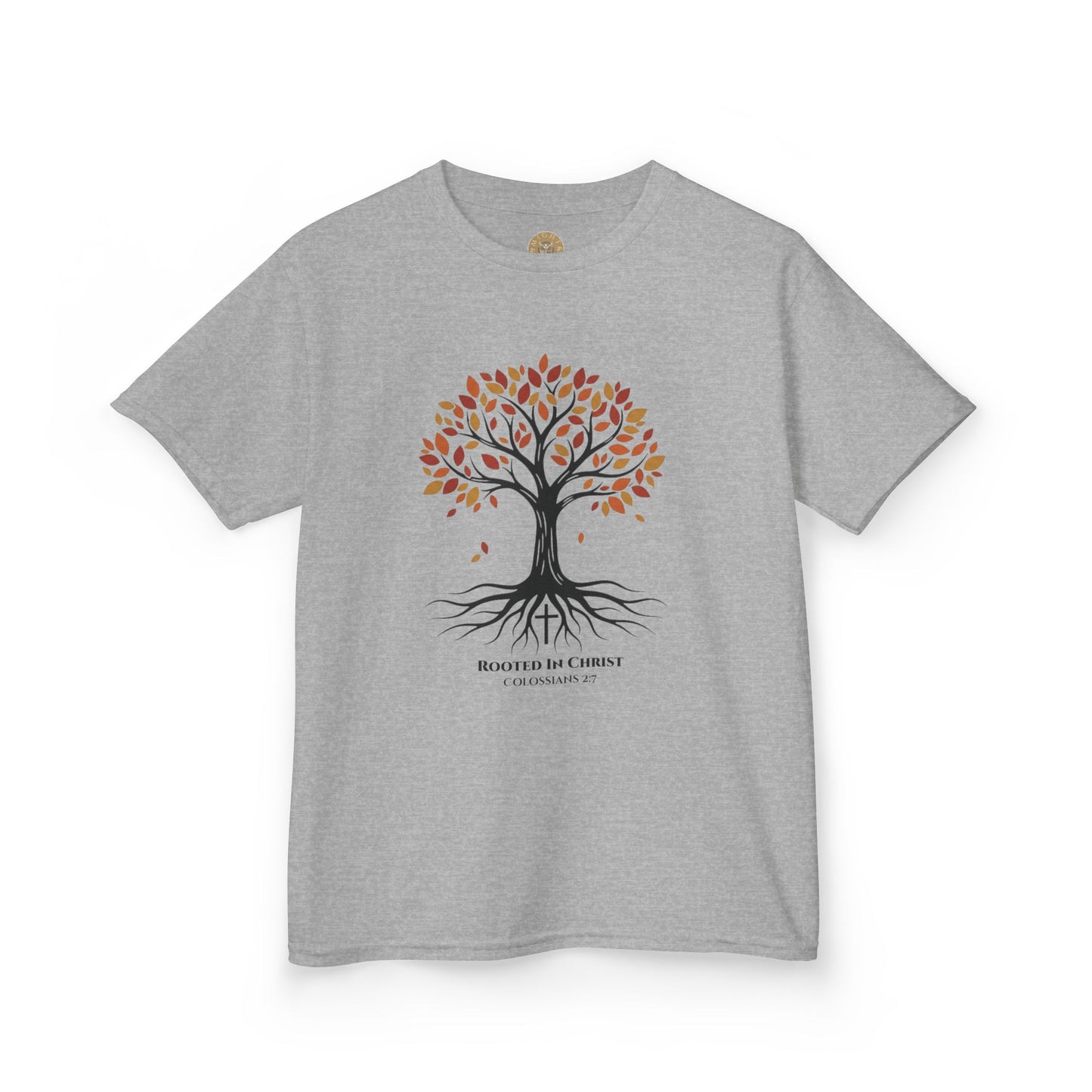 Rooted In Christ – Colossians 2:7 Youth Christian Fall Tee