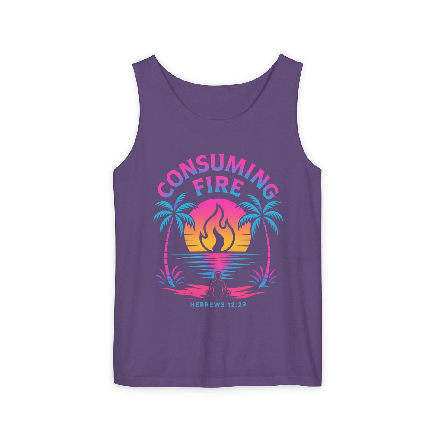 Consuming Fire – Hebrews 12:29 Neon Christian Tank Top