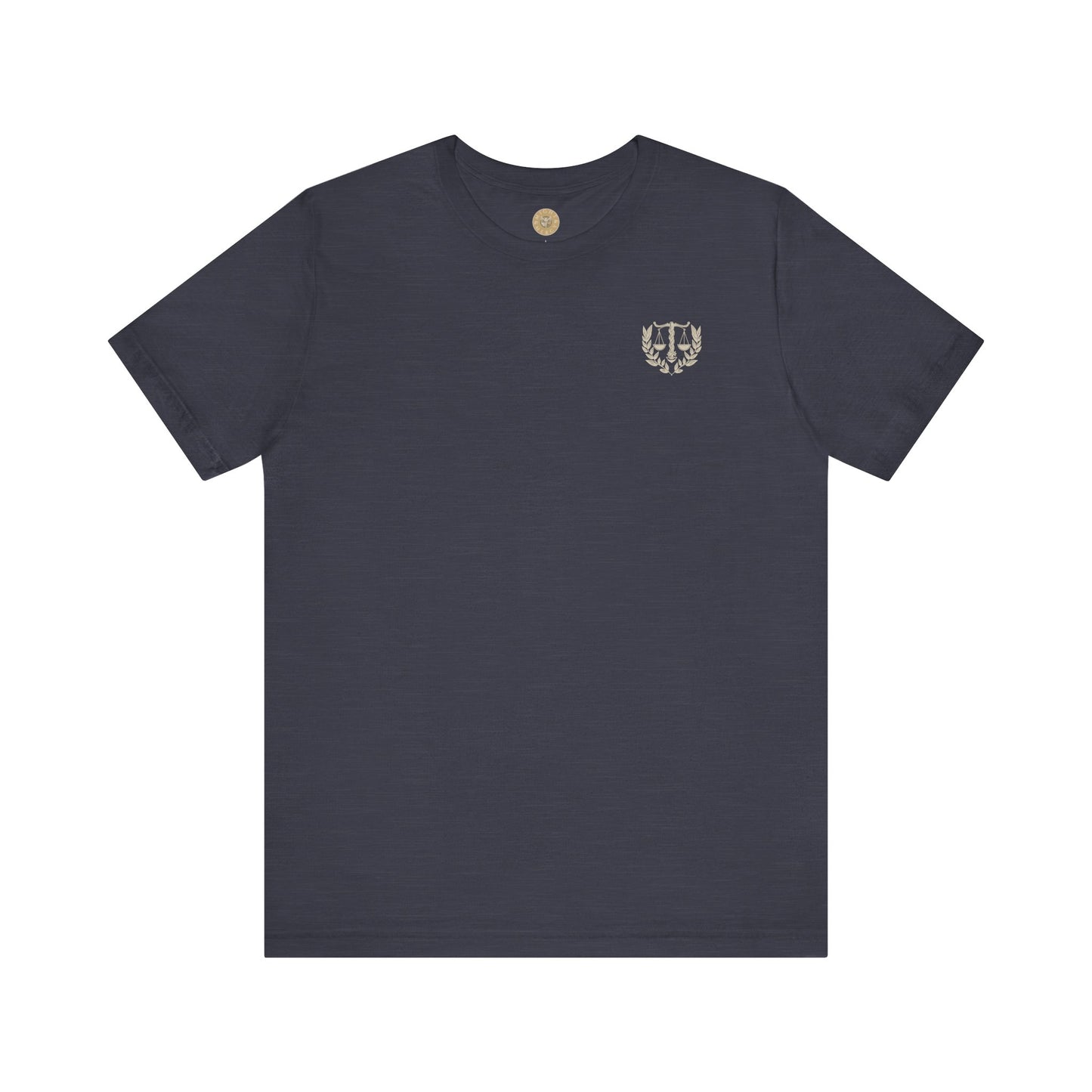 Wages of Sin Romans 6:23 Christian t-shirt with scripture design in heather navy blue