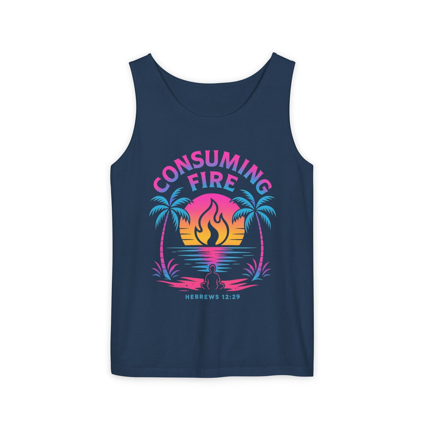 Consuming Fire – Hebrews 12:29 Neon Christian Tank Top