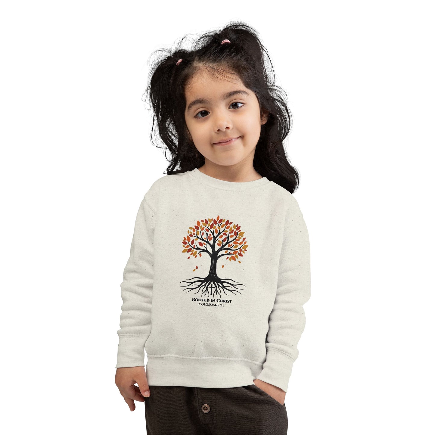 Rooted In Christ – Colossians 2:7 Toddler Christian Fall Crewneck