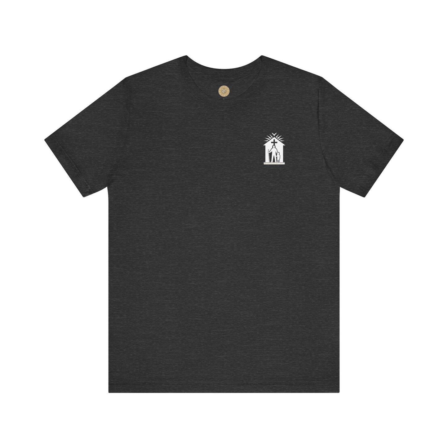 Joshua 24:15 Christian t-shirt with Protector Provider Priest design in heather dark grey