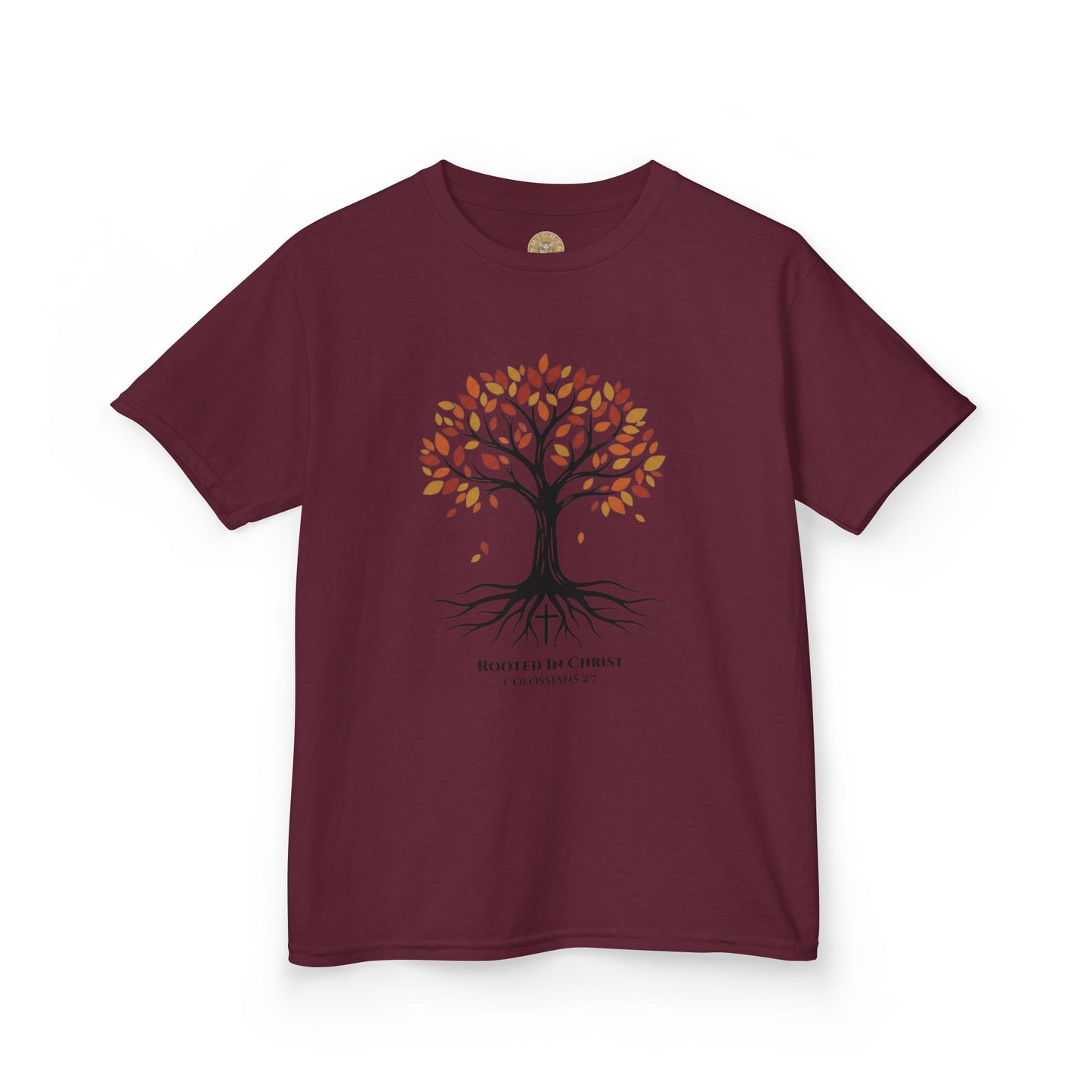 Rooted In Christ – Colossians 2:7 Youth Christian Fall Tee