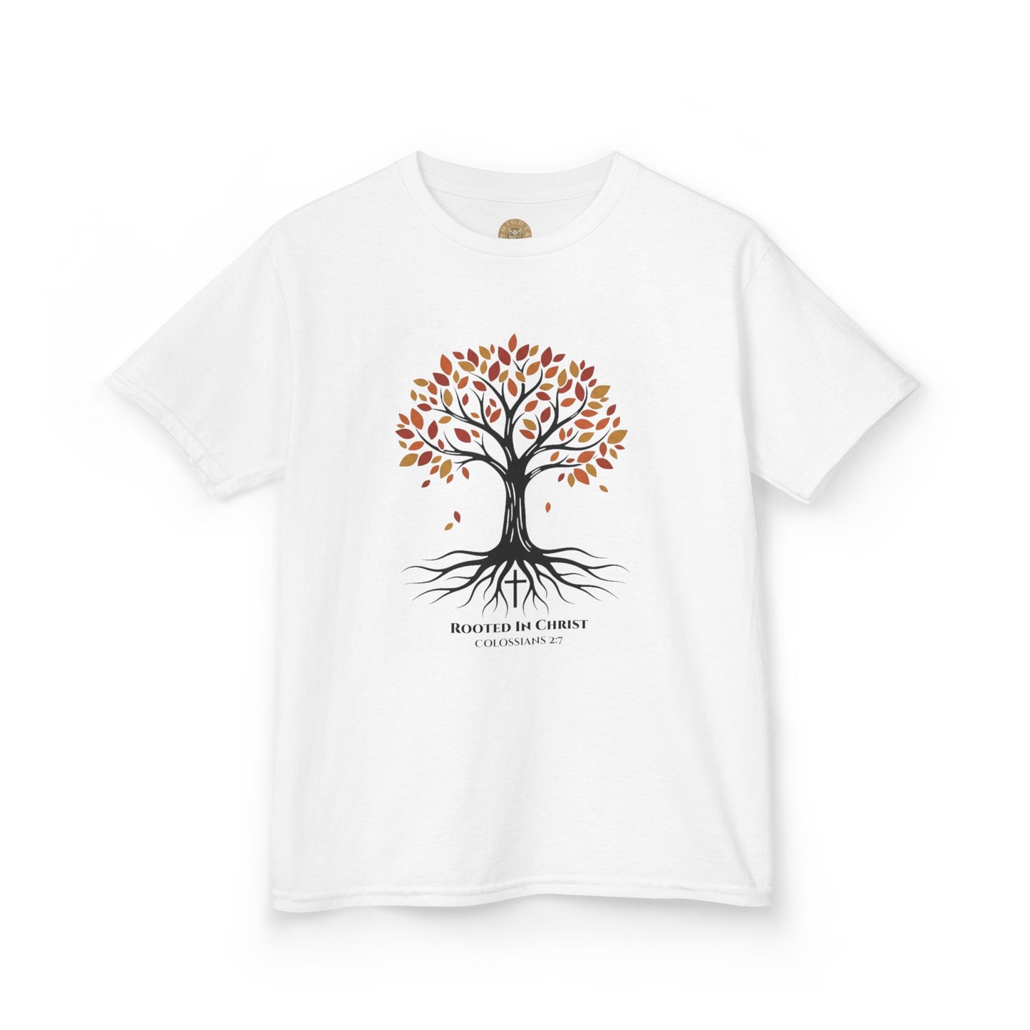 Rooted In Christ – Colossians 2:7 Youth Christian Fall Tee
