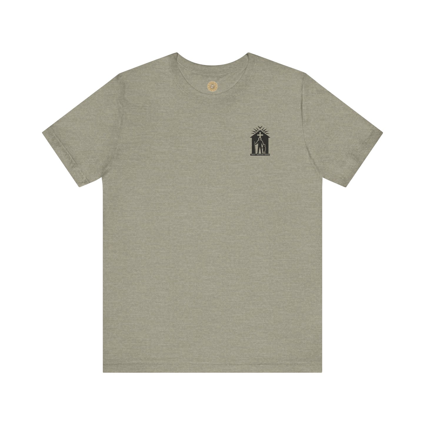 Joshua 24:15 Christian t-shirt with Protector Provider Priest design in heather stone