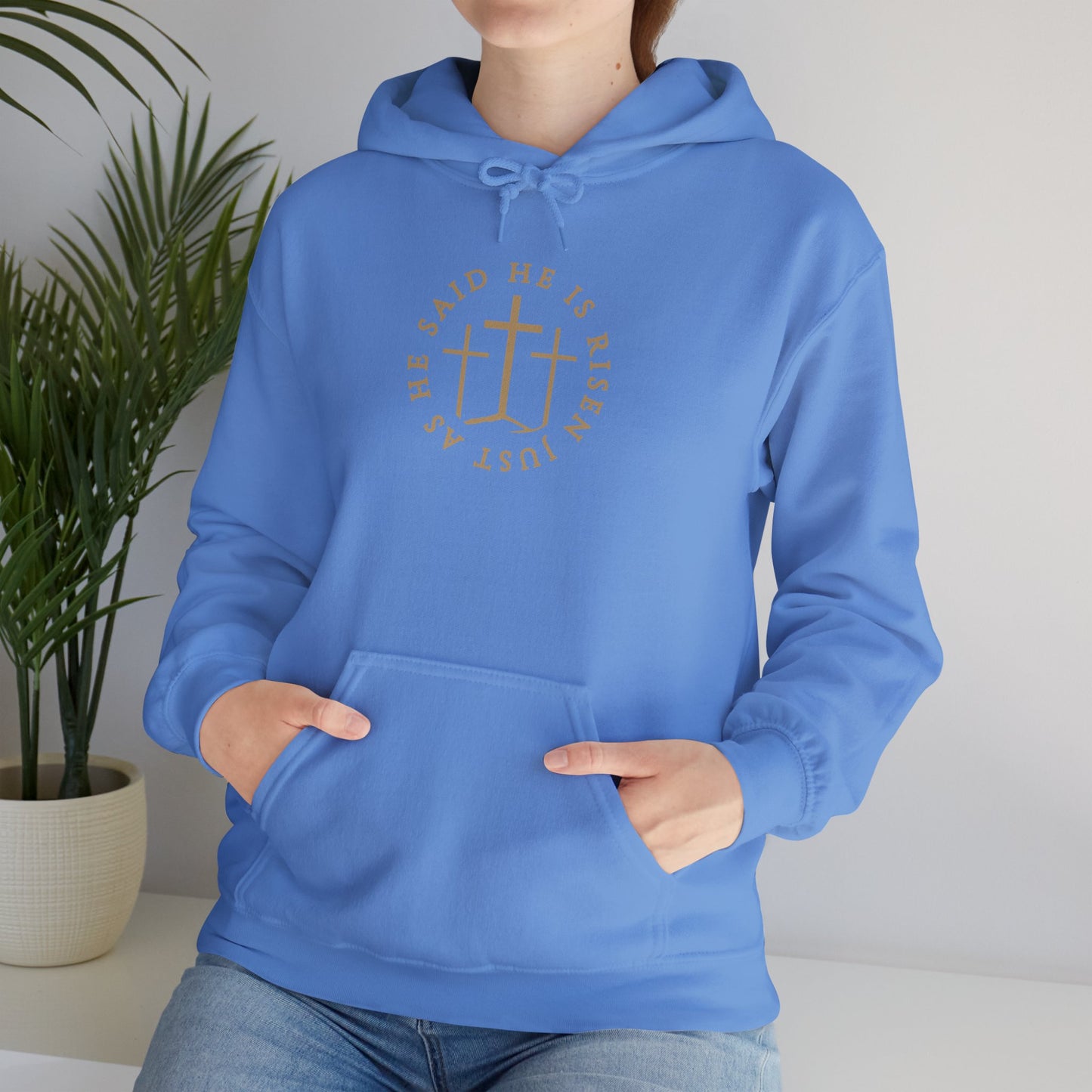 Risen Cross – Matthew 28:6 Hoodie (Front Print)