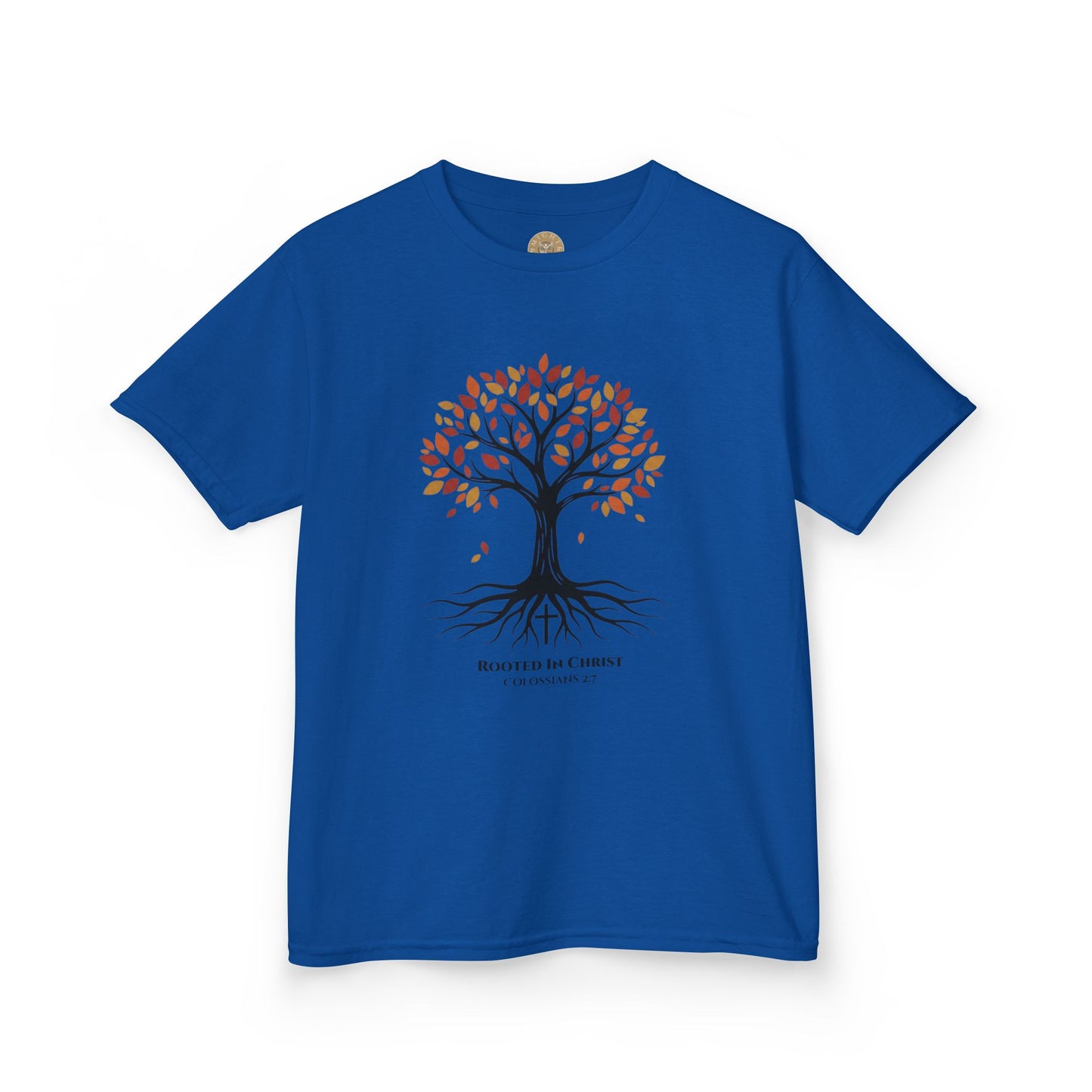 Rooted In Christ – Colossians 2:7 Youth Christian Fall Tee