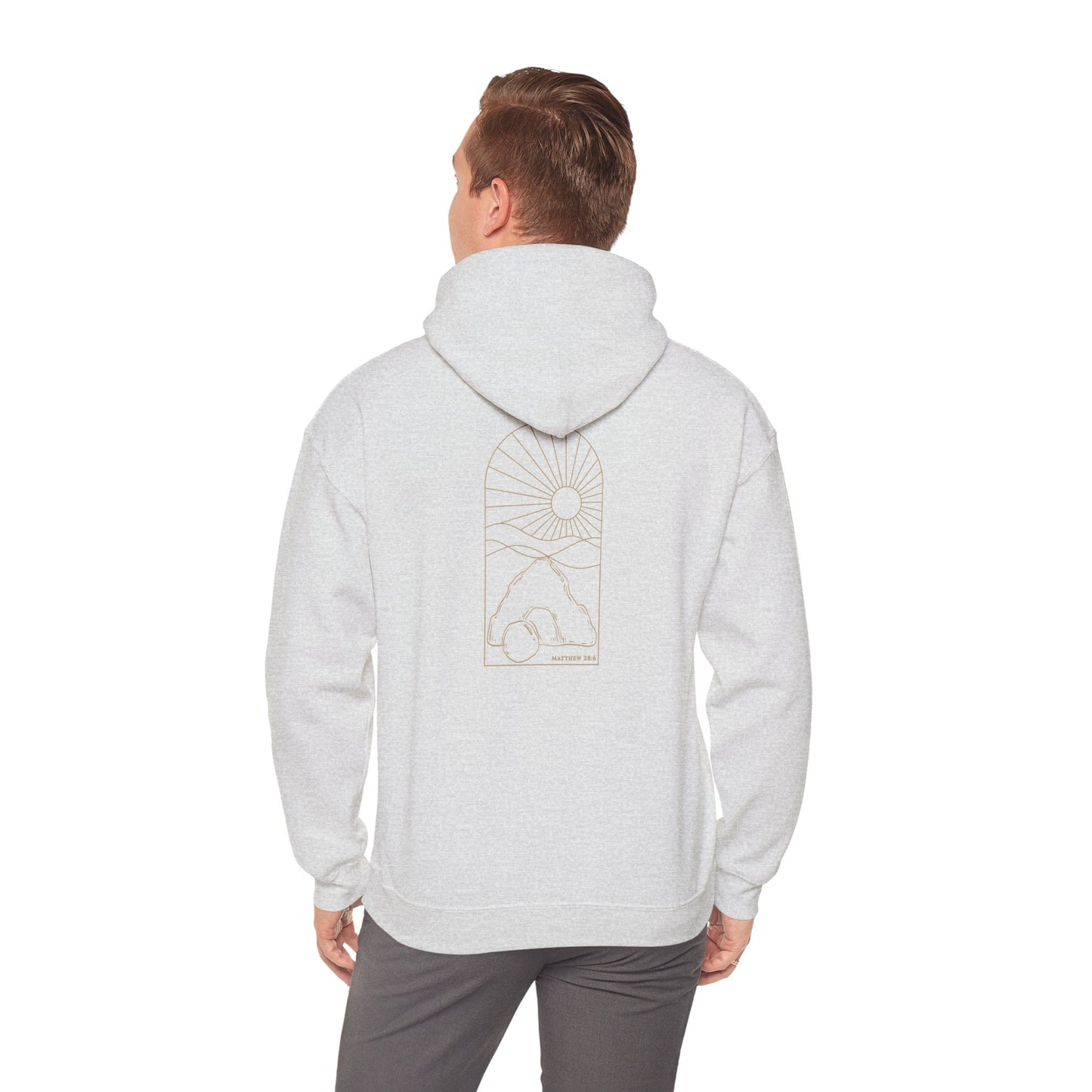 Risen Tomb – Matthew 28:6 Hoodie (Back Print)