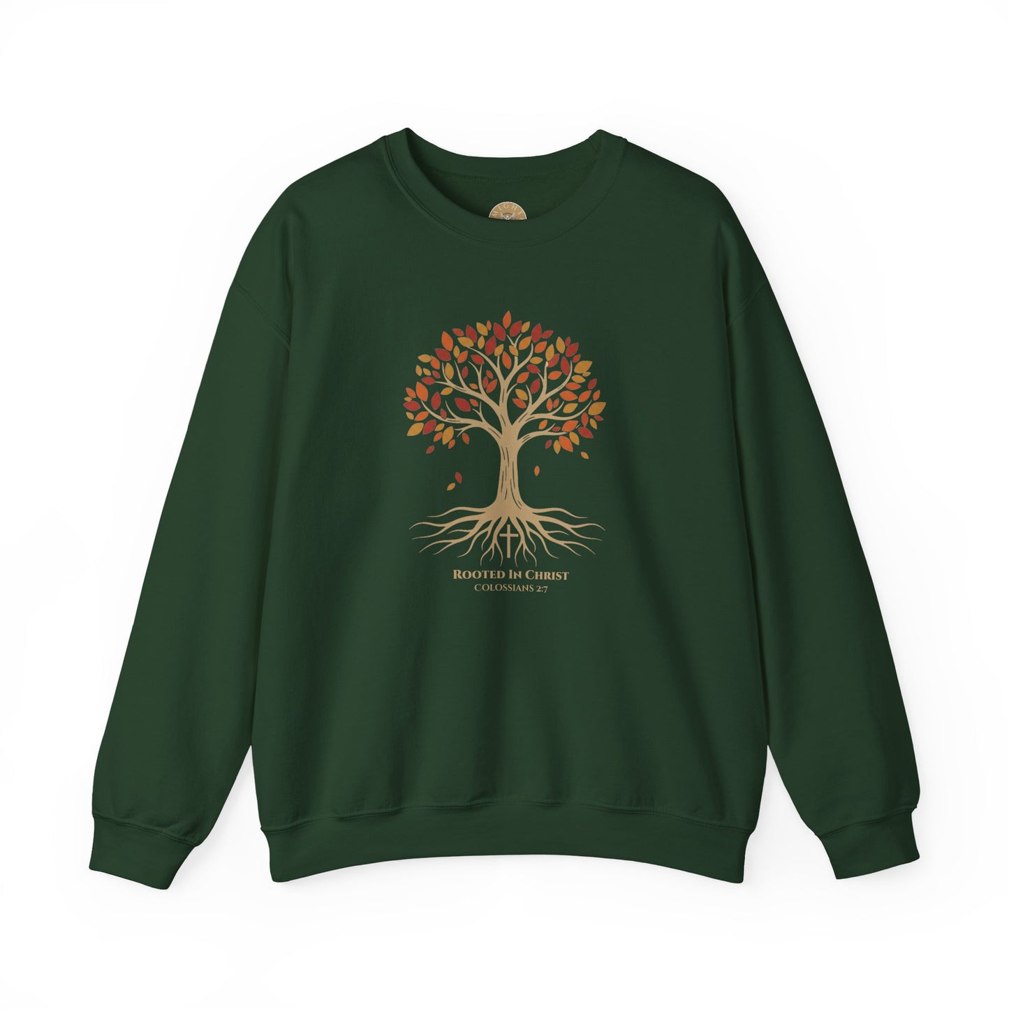 Rooted In Christ – Colossians 2:7 Christian Fall Crewneck