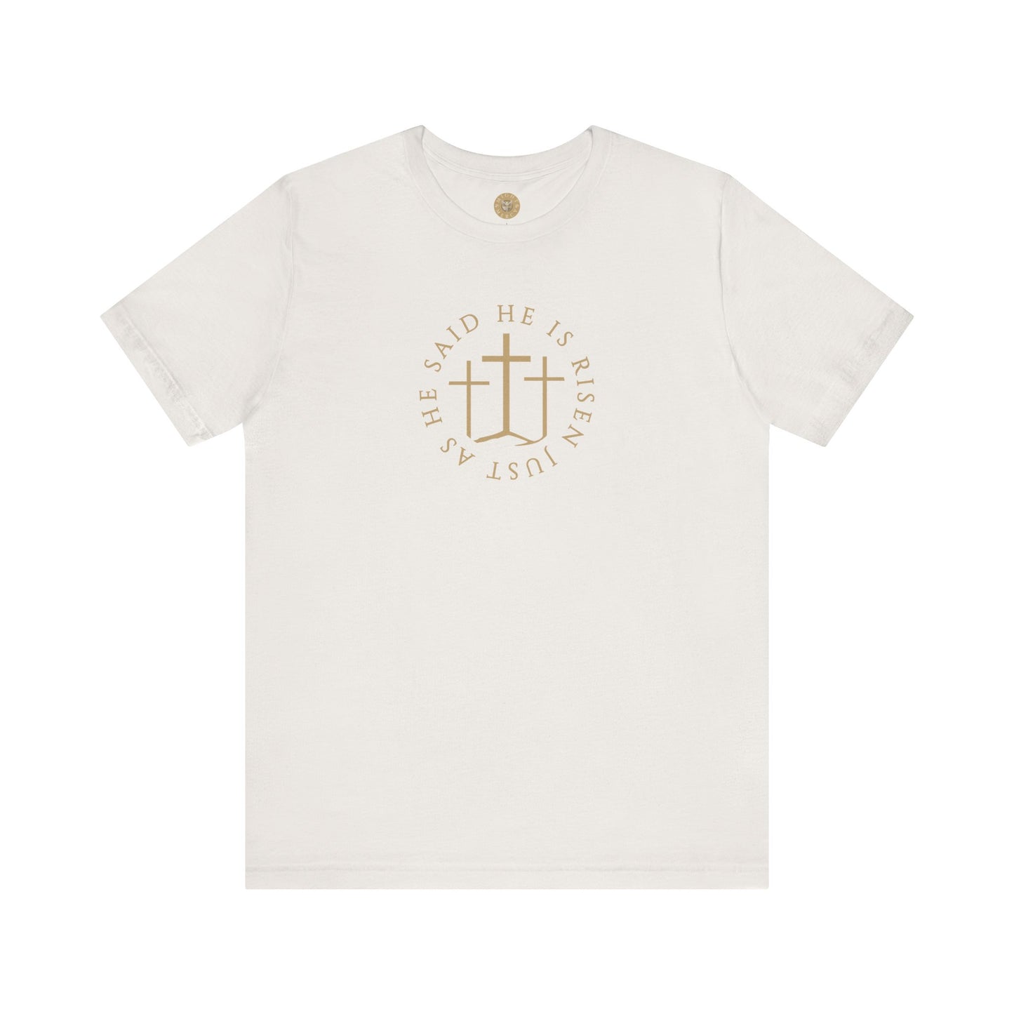 Risen Cross – Matthew 28:6 Short Sleeve Tee (Front Print)