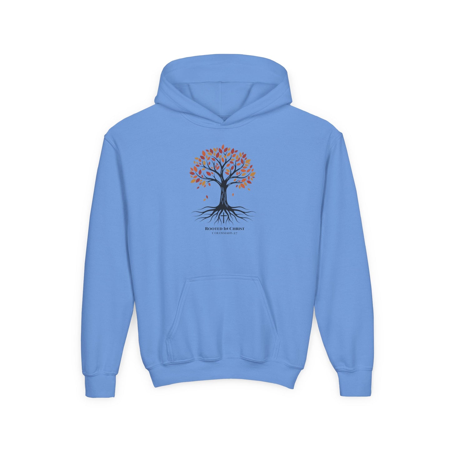 Rooted In Christ – Colossians 2:7 Youth Christian Fall Hoodie