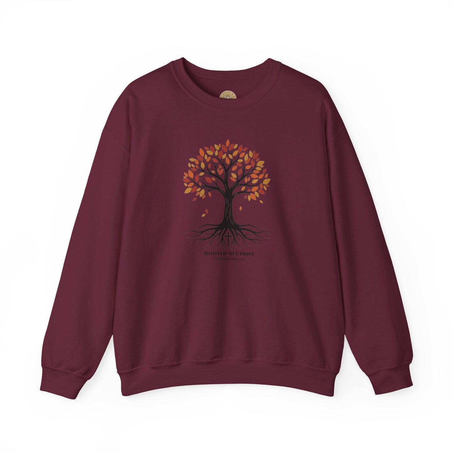 Rooted In Christ – Colossians 2:7 Christian Fall Crewneck