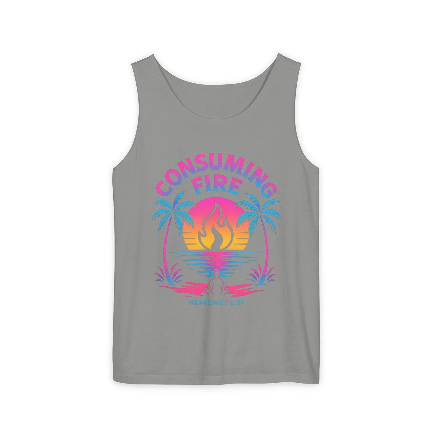 Consuming Fire – Hebrews 12:29 Neon Christian Tank Top