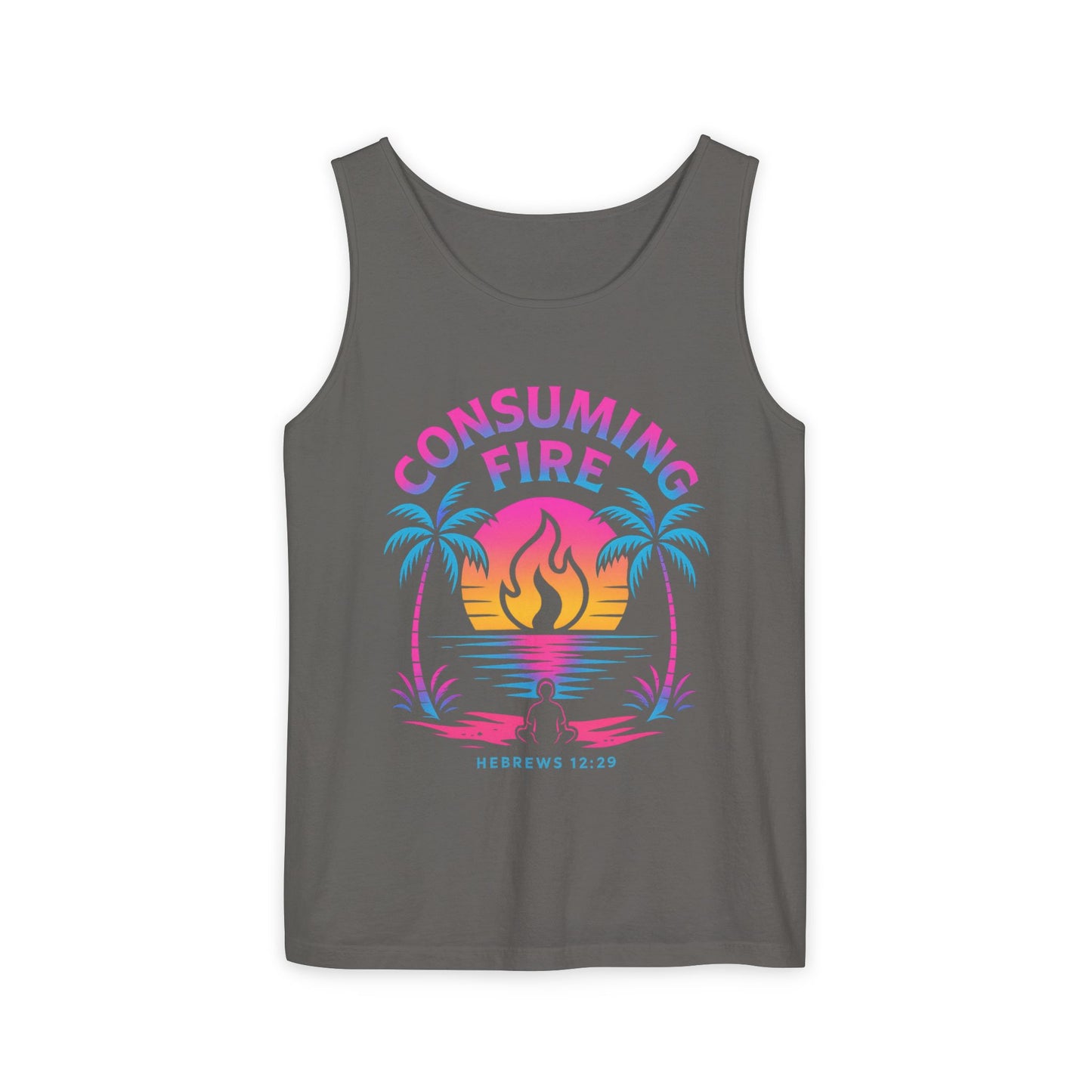 Consuming Fire – Hebrews 12:29 Neon Christian Tank Top