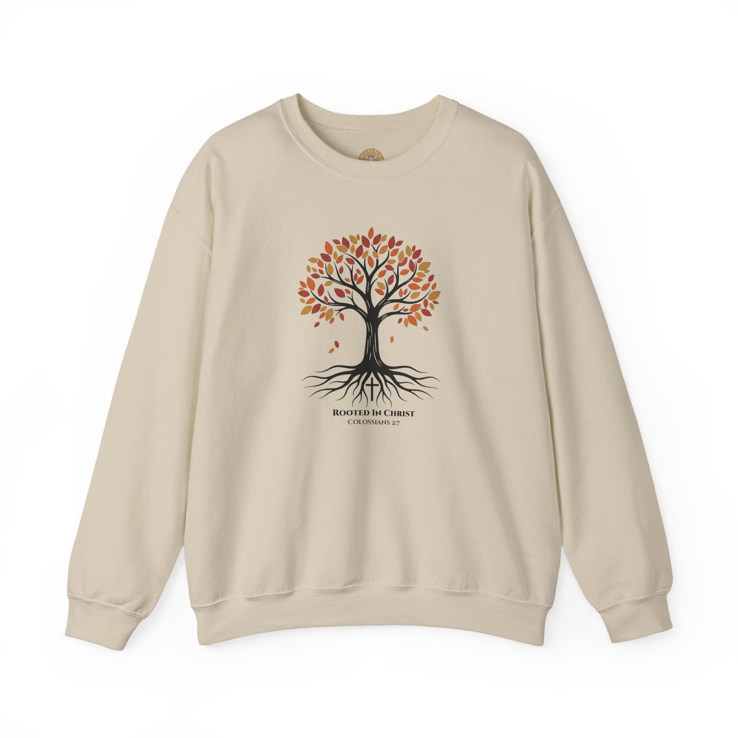 Rooted In Christ – Colossians 2:7 Christian Fall Crewneck