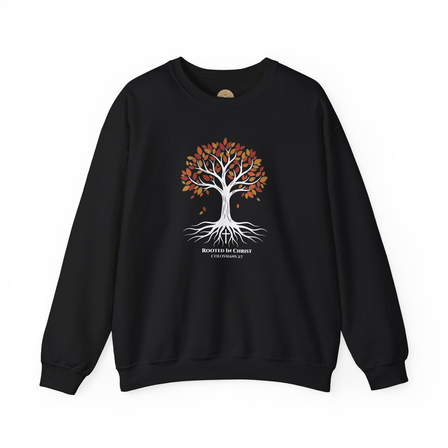 Rooted In Christ – Colossians 2:7 Christian Fall Crewneck