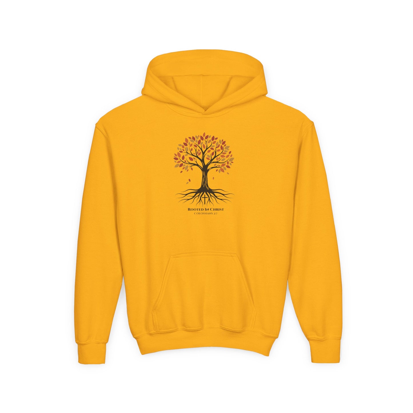 Rooted In Christ – Colossians 2:7 Youth Christian Fall Hoodie