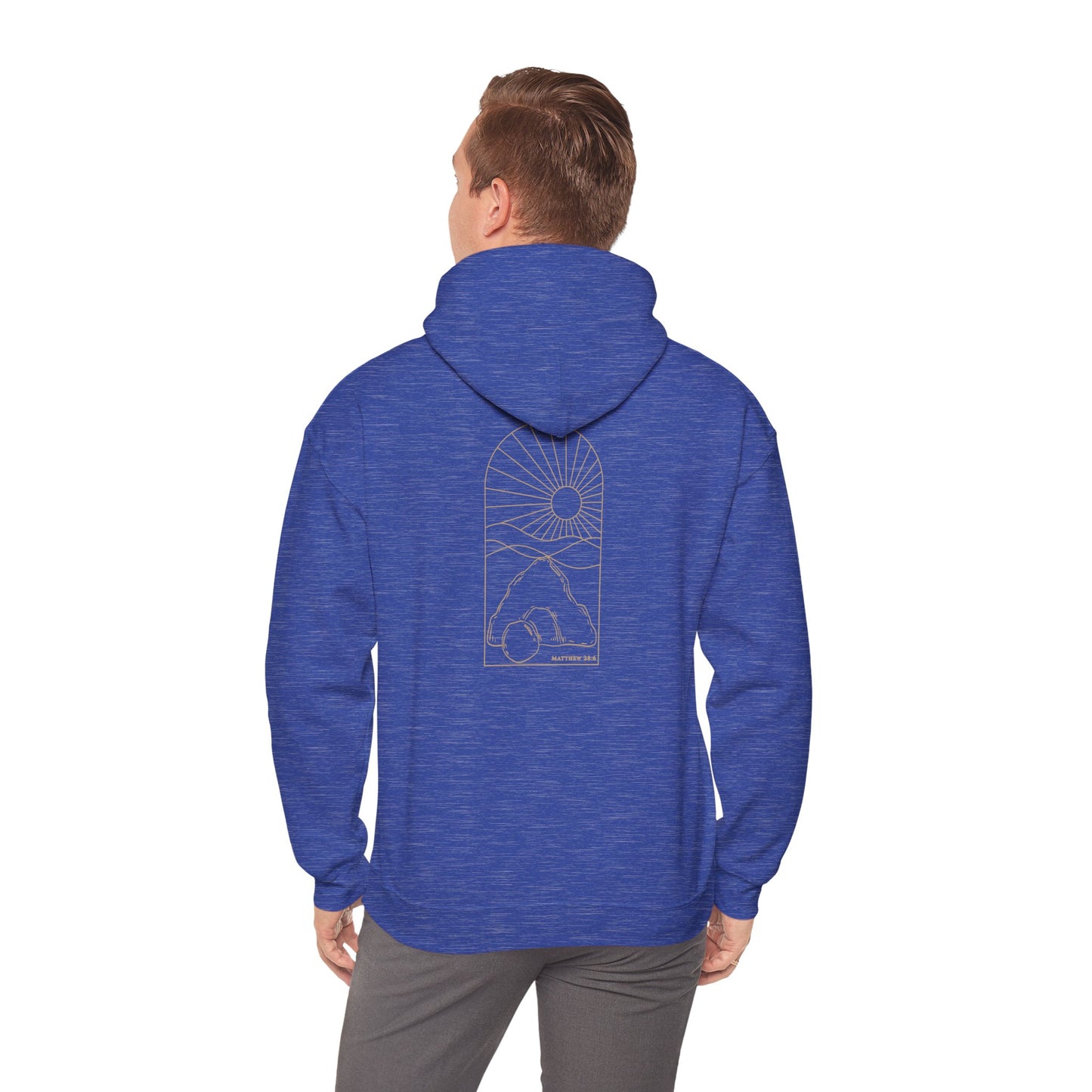 Risen Tomb – Matthew 28:6 Hoodie (Back Print)