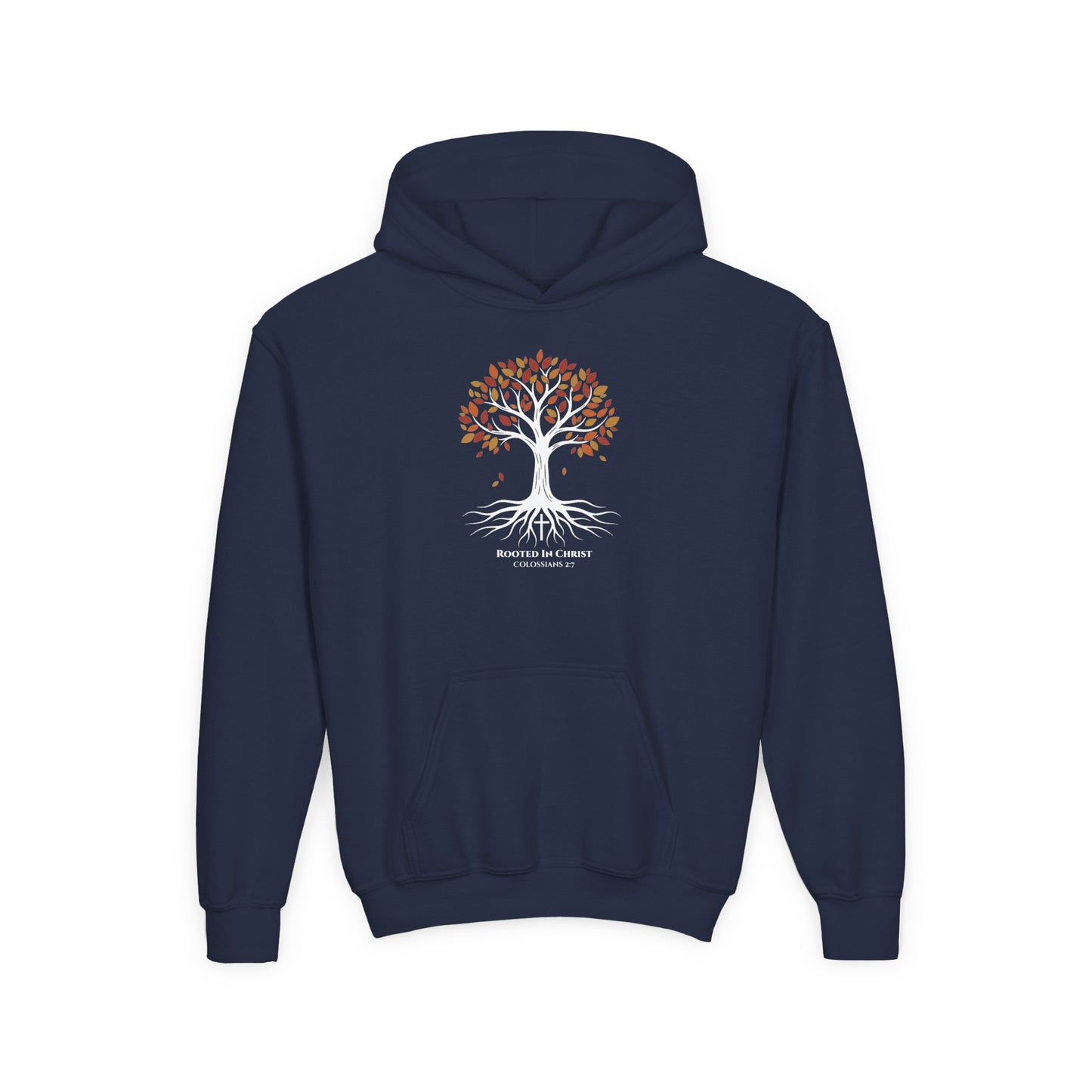 Rooted In Christ – Colossians 2:7 Youth Christian Fall Hoodie