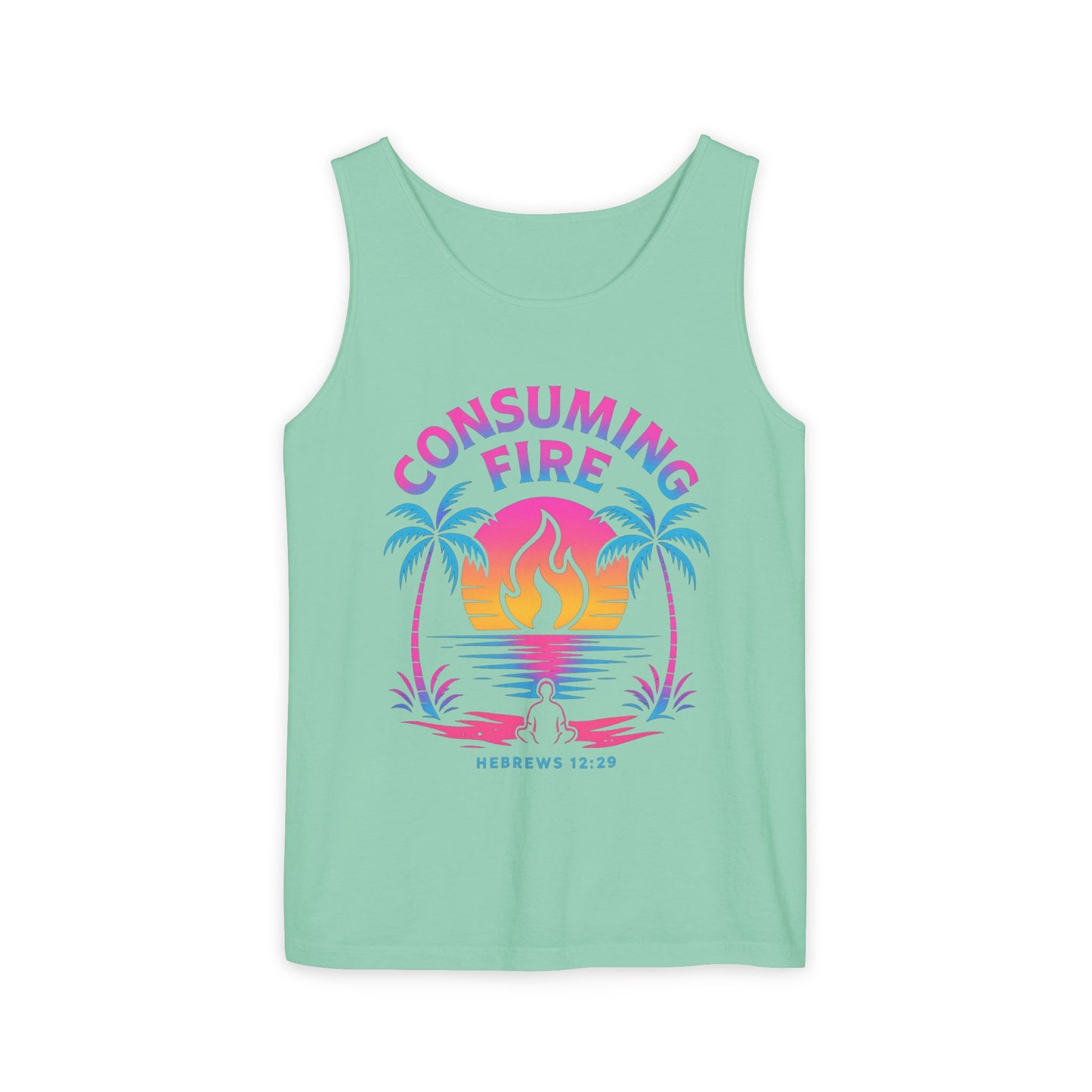 Consuming Fire – Hebrews 12:29 Neon Christian Tank Top