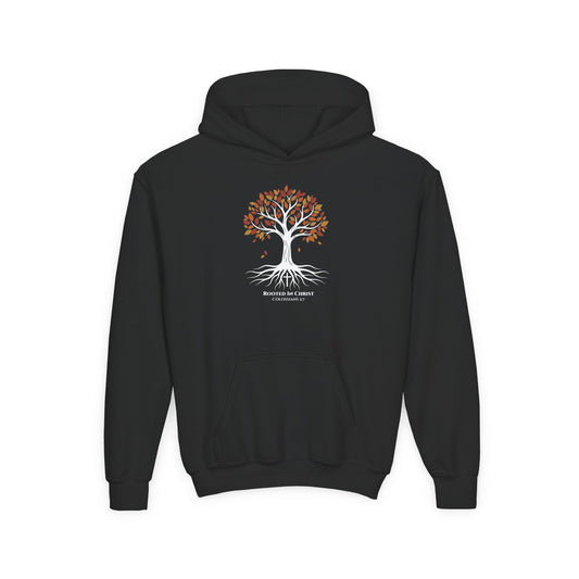 Rooted In Christ – Colossians 2:7 Youth Christian Fall Hoodie