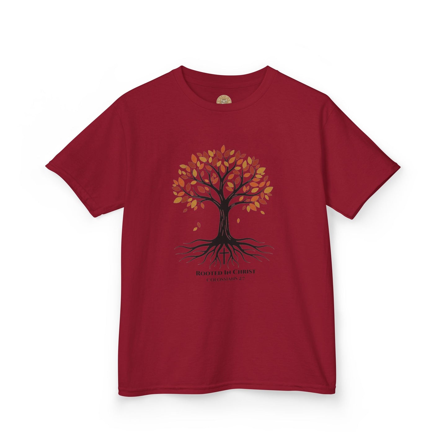 Rooted In Christ – Colossians 2:7 Youth Christian Fall Tee