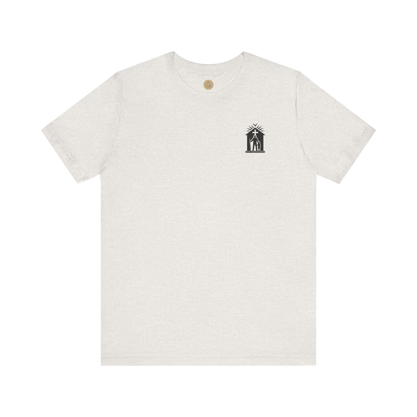 Joshua 24:15 Christian t-shirt with Protector Provider Priest design in heather cement