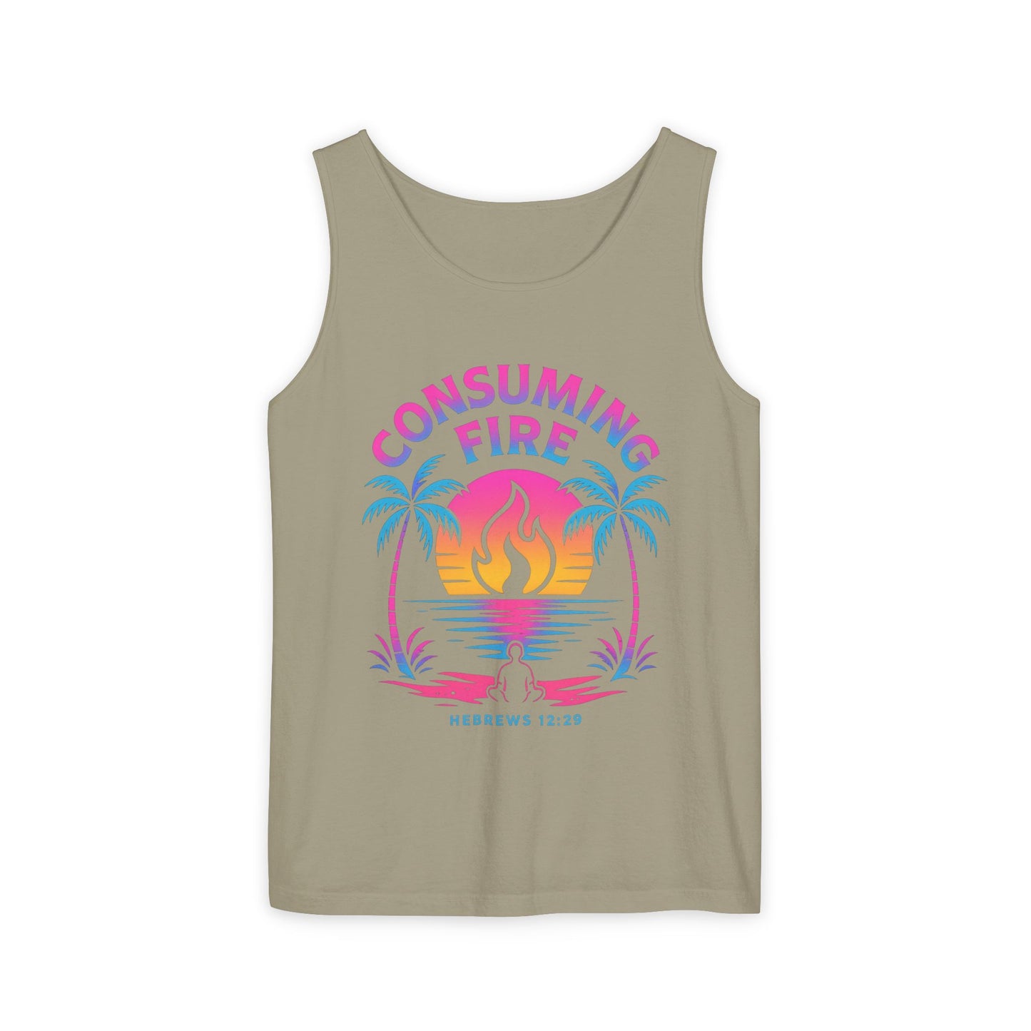 Consuming Fire – Hebrews 12:29 Neon Christian Tank Top