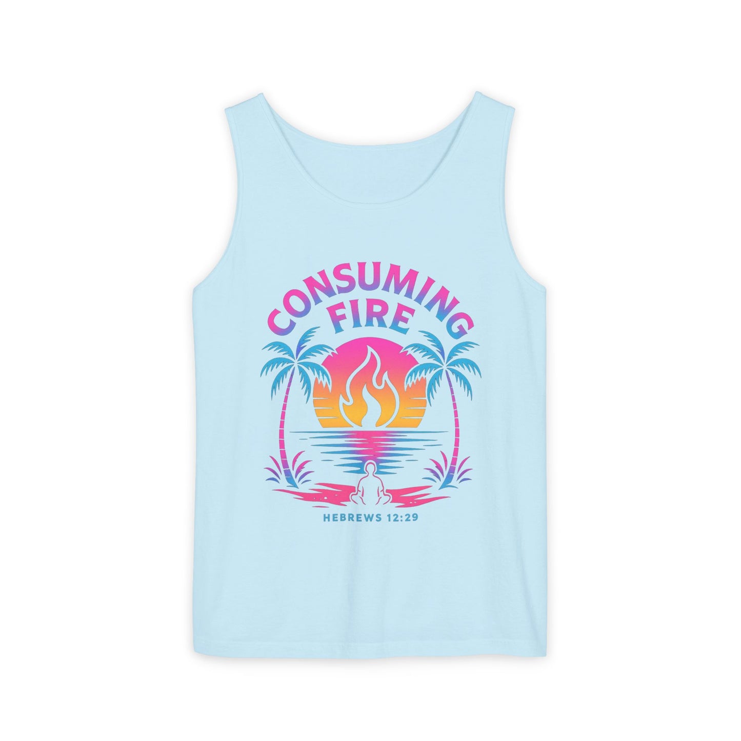 Consuming Fire – Hebrews 12:29 Neon Christian Tank Top