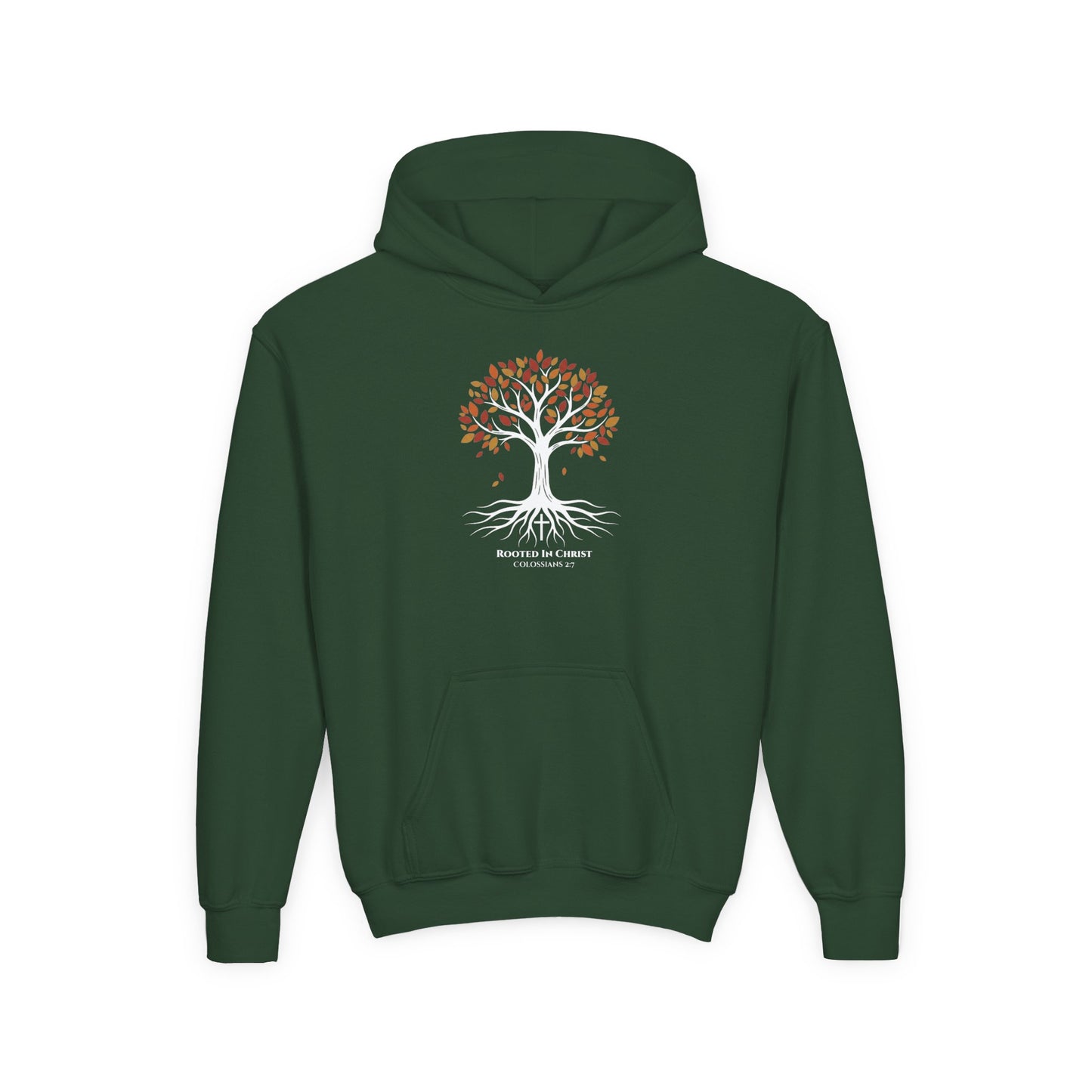 Rooted In Christ – Colossians 2:7 Youth Christian Fall Hoodie