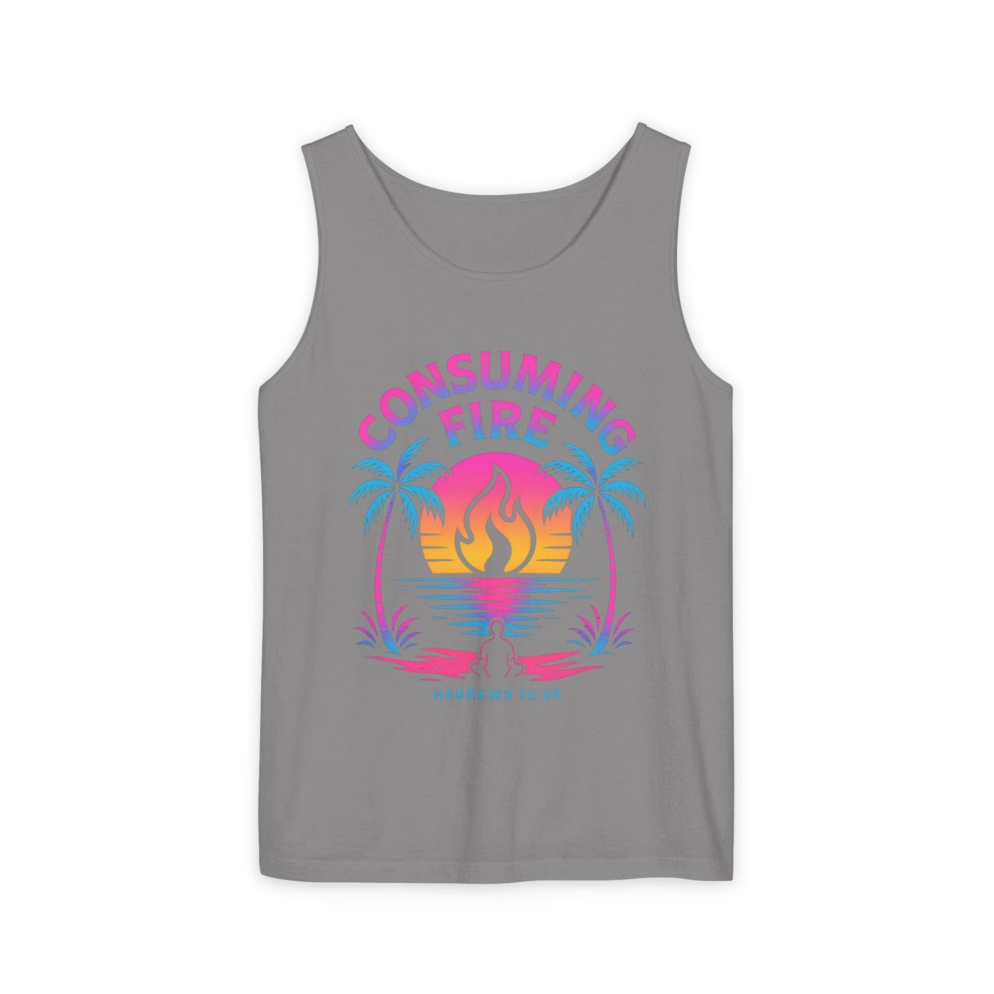 Consuming Fire – Hebrews 12:29 Neon Christian Tank Top