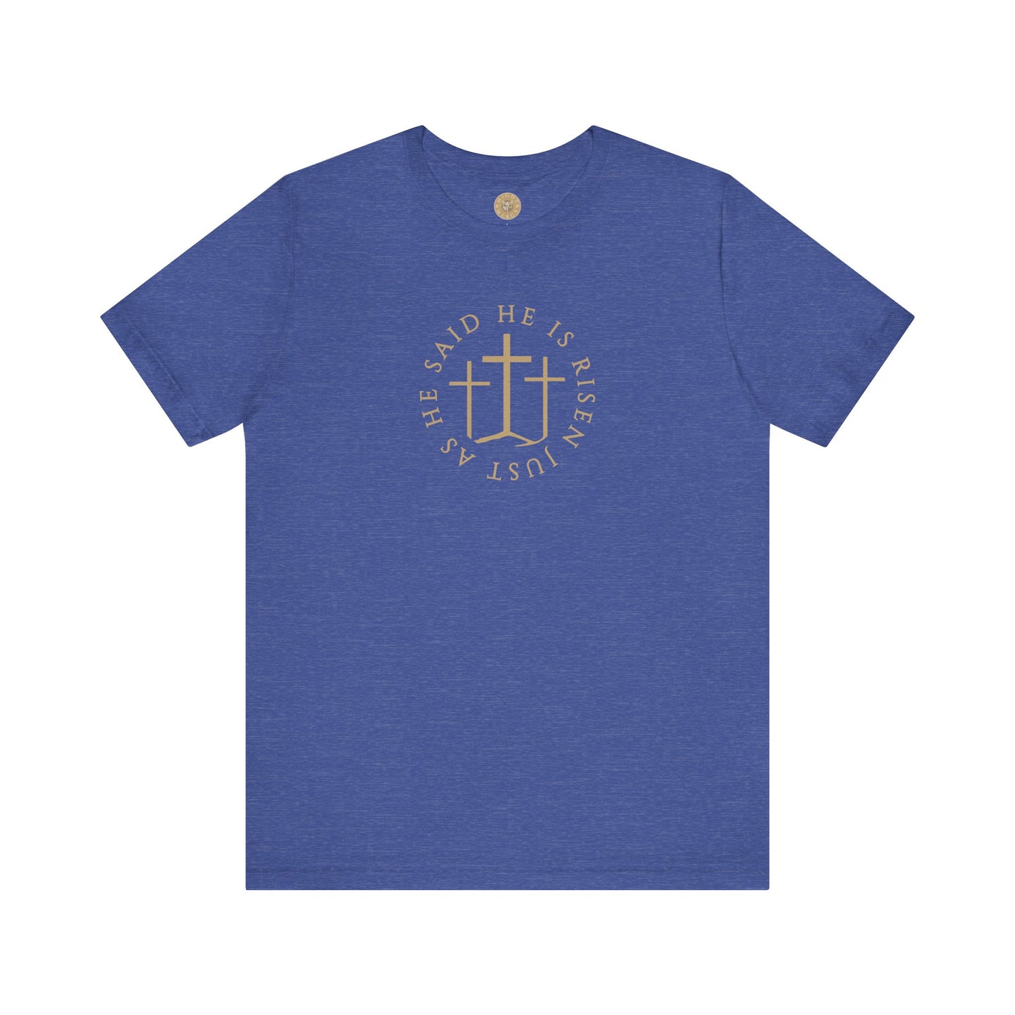 Risen Cross – Matthew 28:6 Short Sleeve Tee (Front Print)