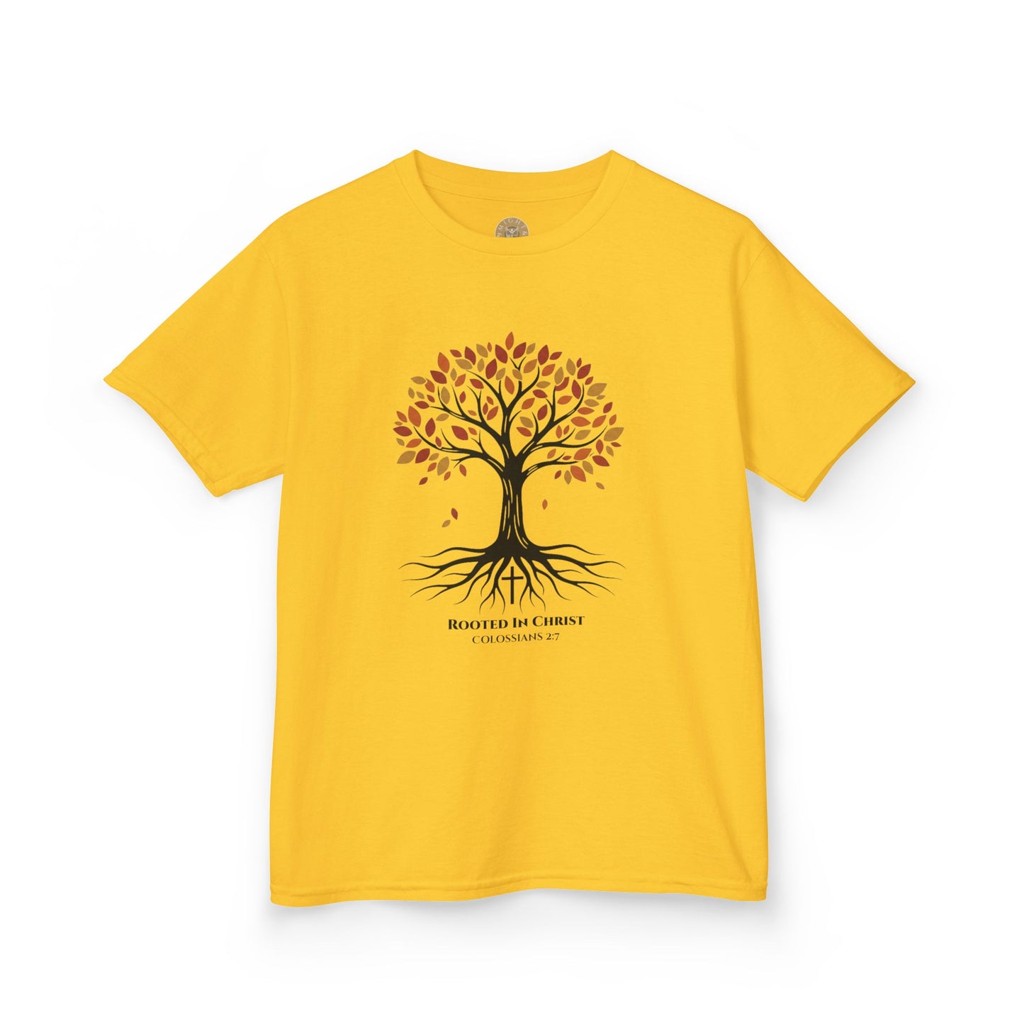 Rooted In Christ – Colossians 2:7 Youth Christian Fall Tee