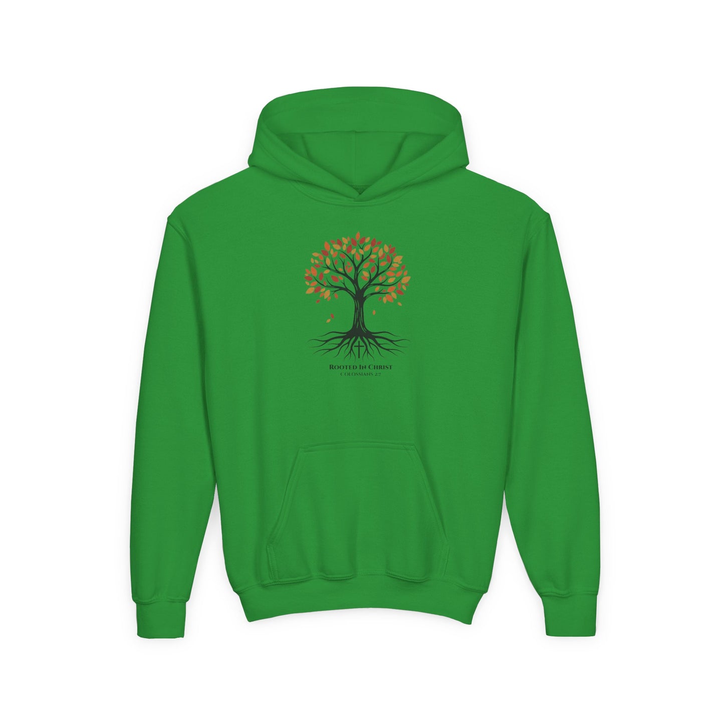Rooted In Christ – Colossians 2:7 Youth Christian Fall Hoodie