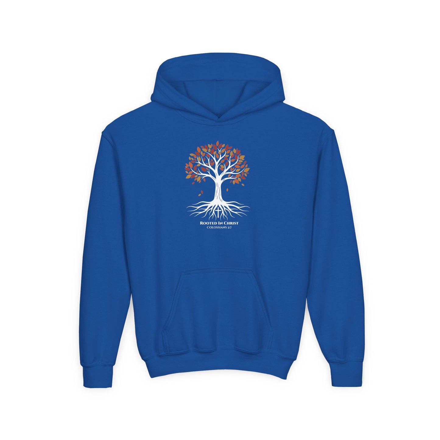 Rooted In Christ – Colossians 2:7 Youth Christian Fall Hoodie