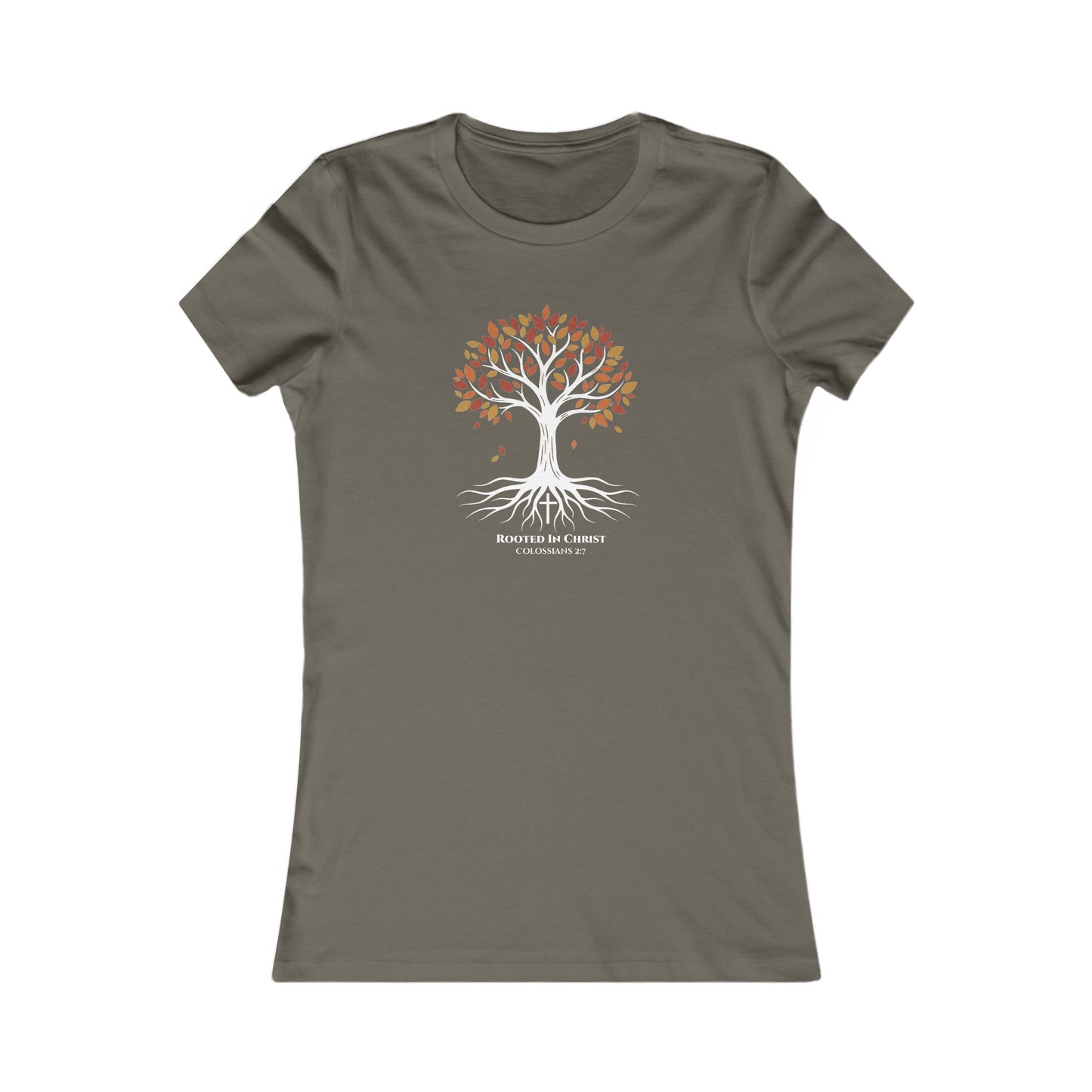 Rooted In Christ – Colossians 2:7 Women’s Christian Fall Tee