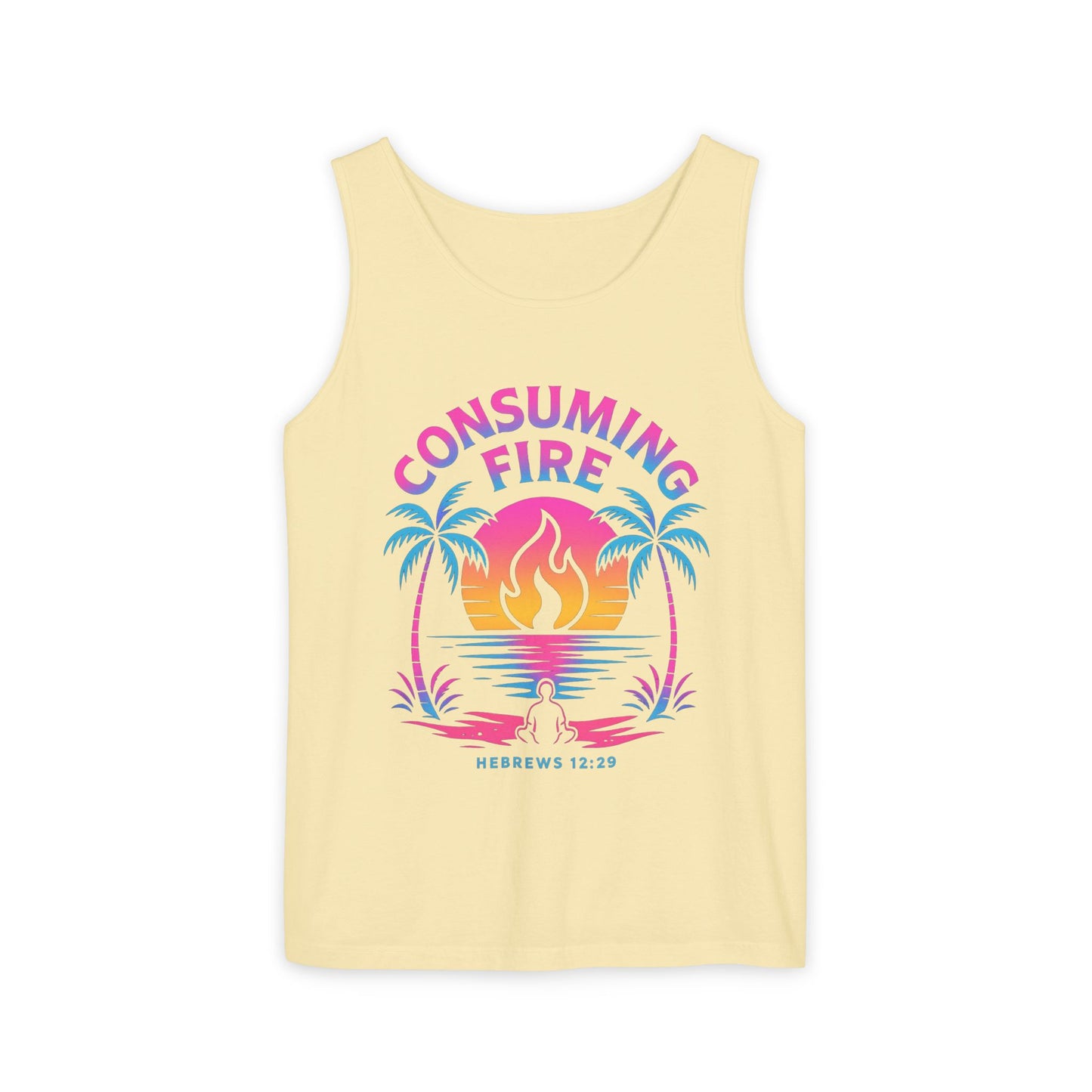 Consuming Fire – Hebrews 12:29 Neon Christian Tank Top