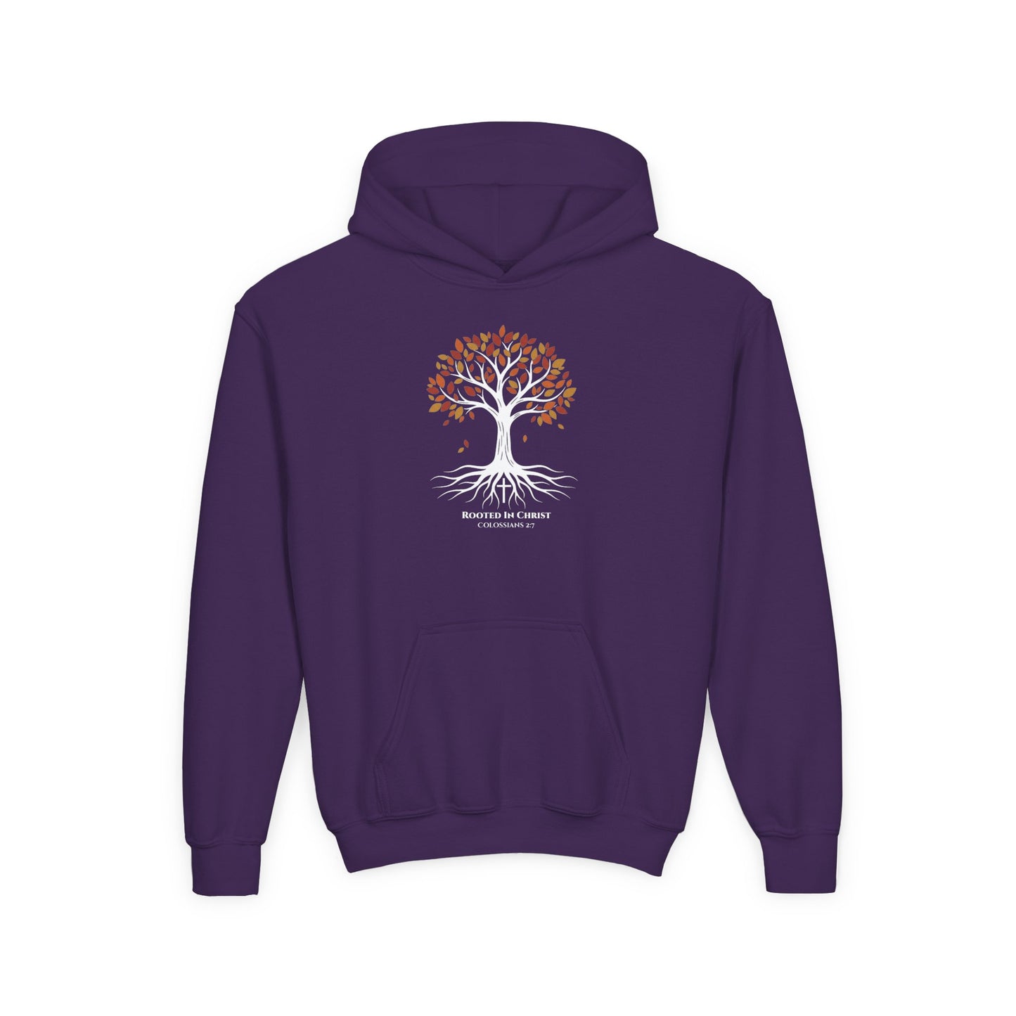 Rooted In Christ – Colossians 2:7 Youth Christian Fall Hoodie