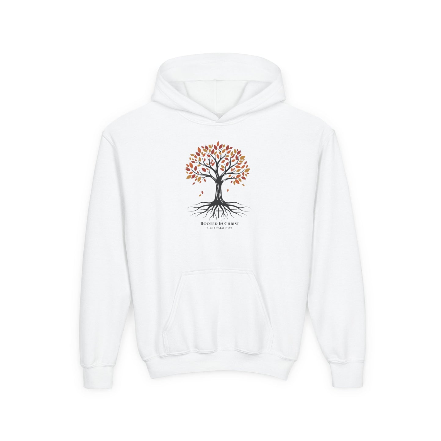 Rooted In Christ – Colossians 2:7 Youth Christian Fall Hoodie