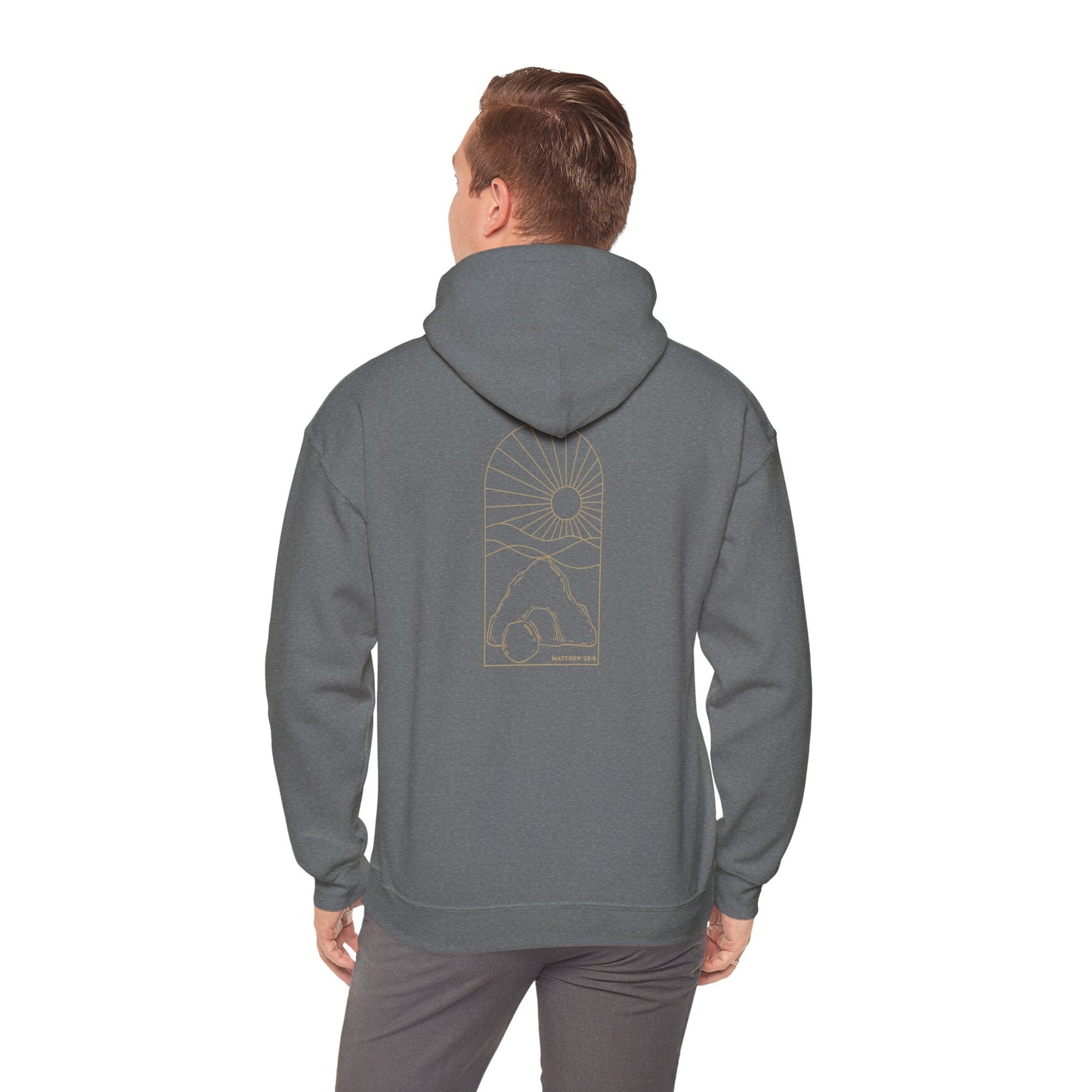 Risen Tomb – Matthew 28:6 Hoodie (Back Print)