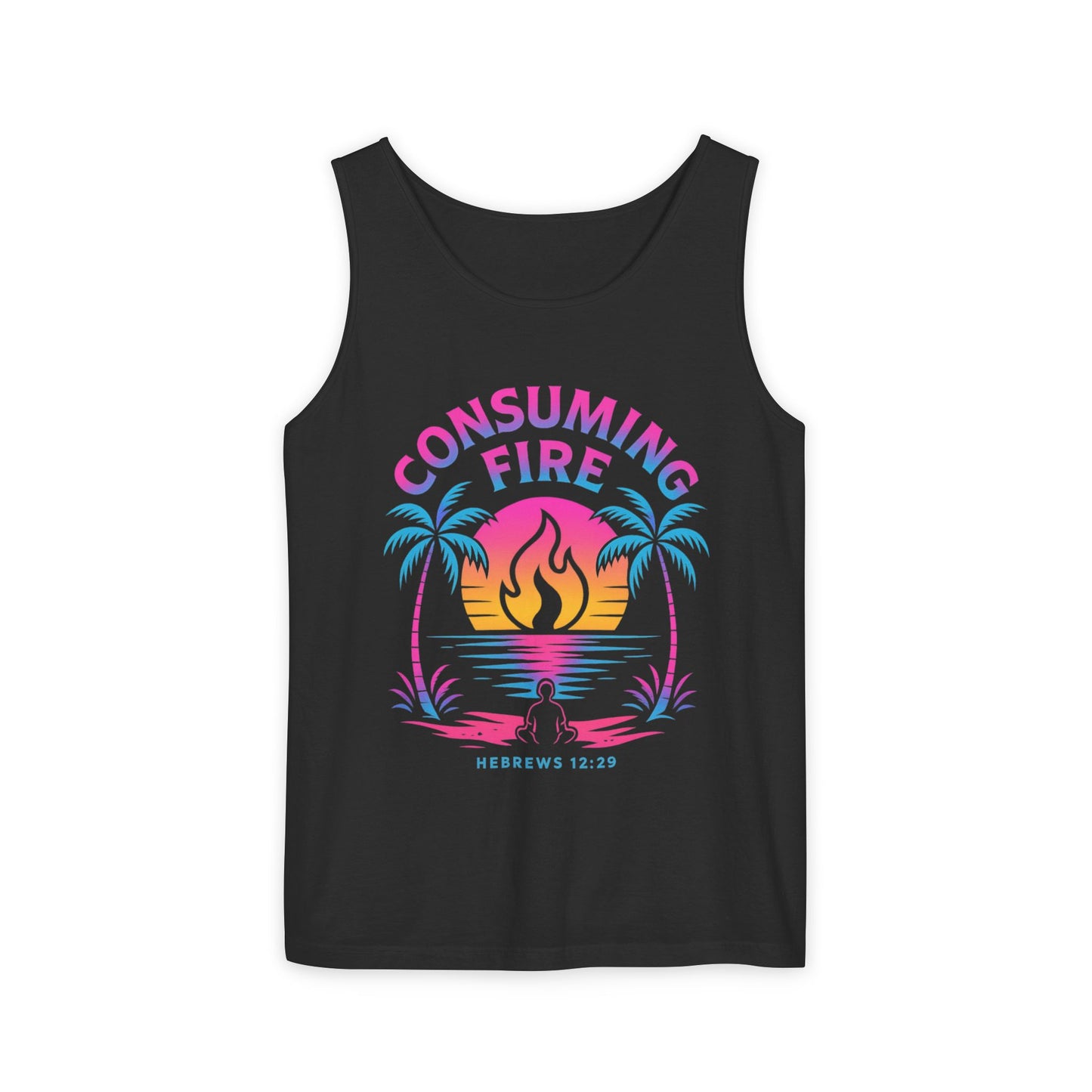 Consuming Fire – Hebrews 12:29 Neon Christian Tank Top