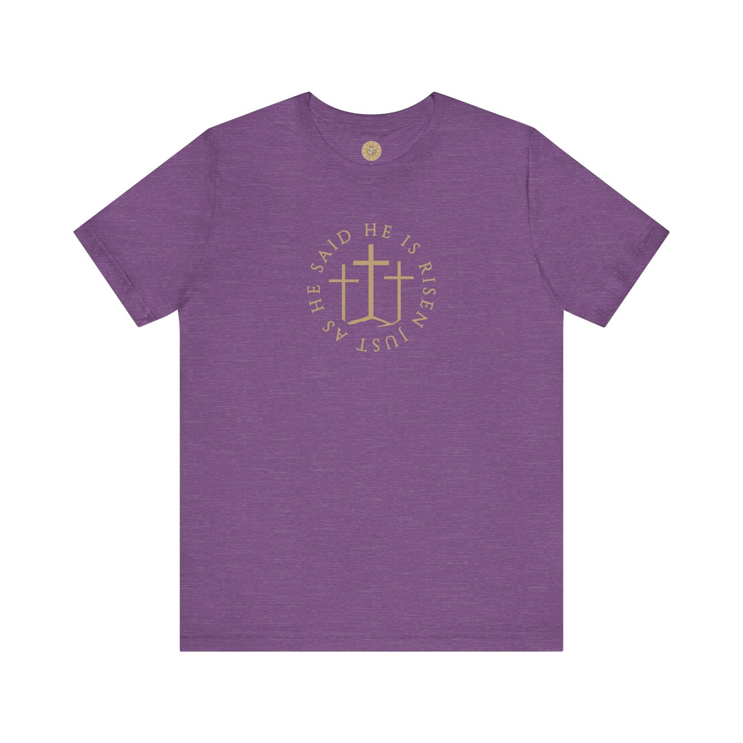Risen Cross – Matthew 28:6 Short Sleeve Tee (Front Print)