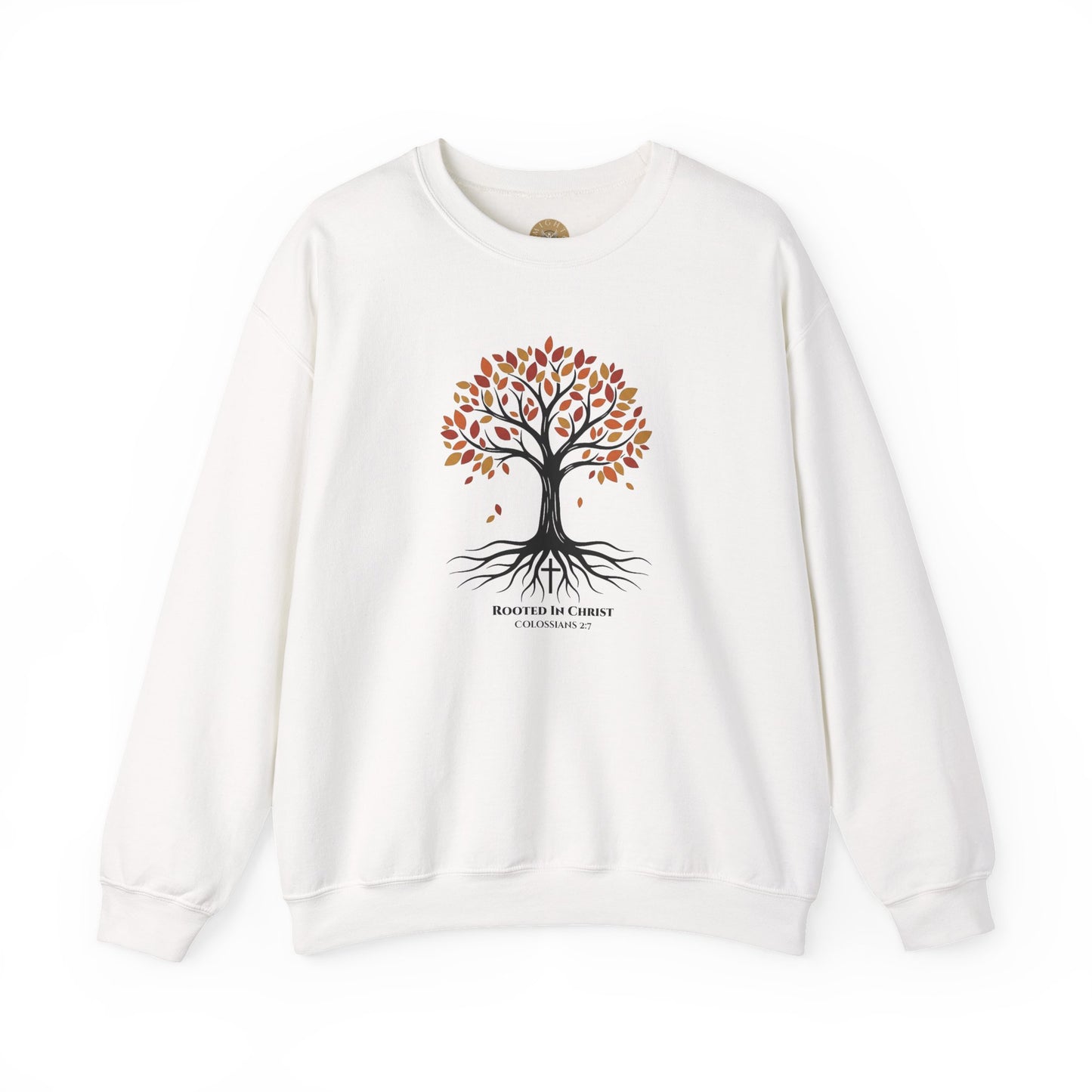 Rooted In Christ – Colossians 2:7 Christian Fall Crewneck