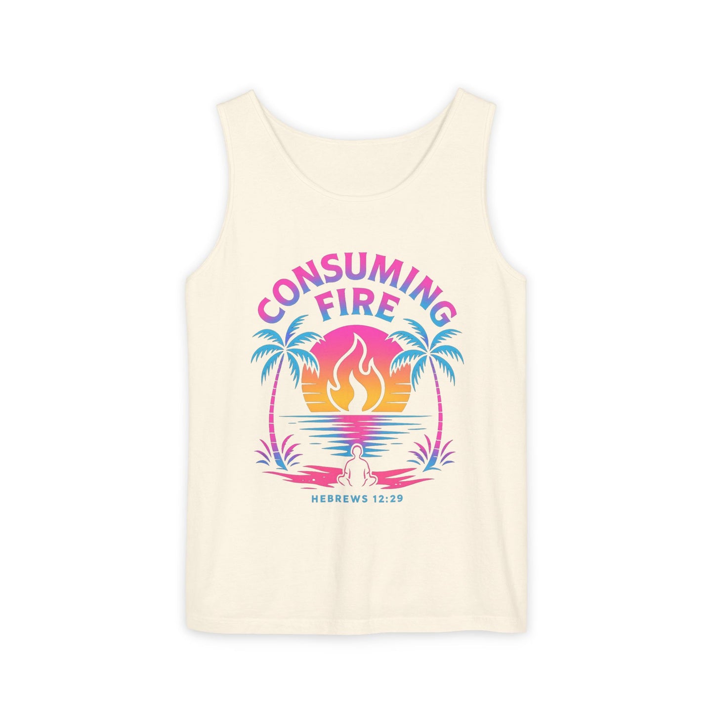 Consuming Fire – Hebrews 12:29 Neon Christian Tank Top