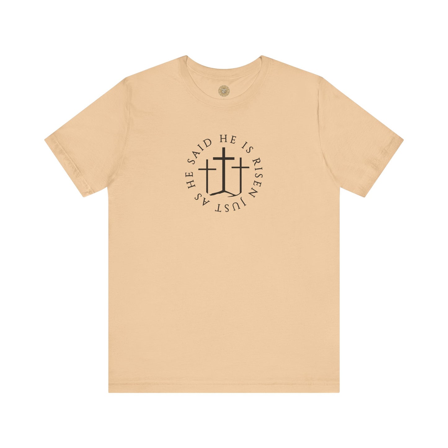 Risen Cross – Matthew 28:6 Short Sleeve Tee (Front Print)