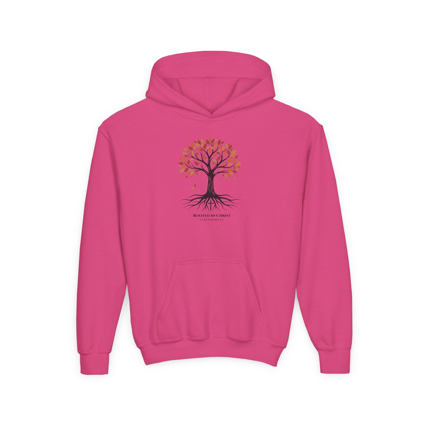 Rooted In Christ – Colossians 2:7 Youth Christian Fall Hoodie