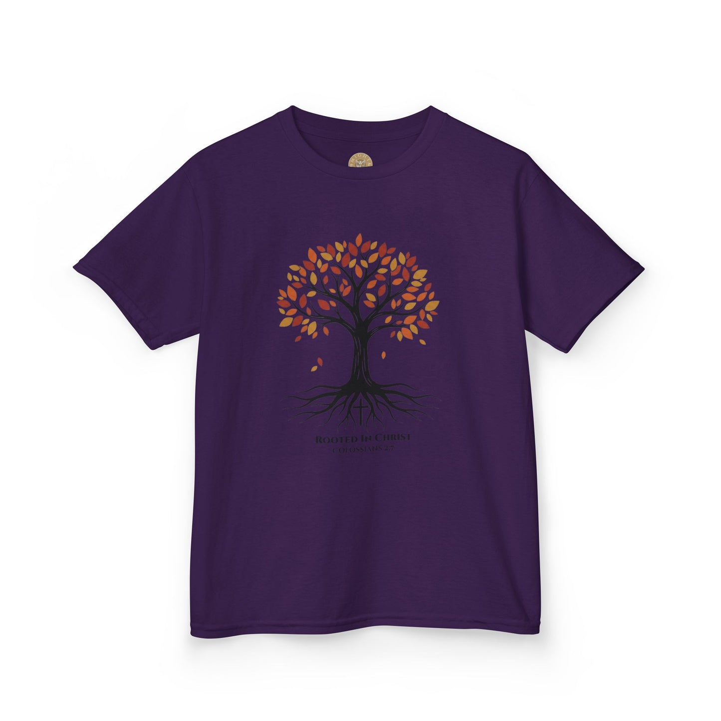 Rooted In Christ – Colossians 2:7 Youth Christian Fall Tee