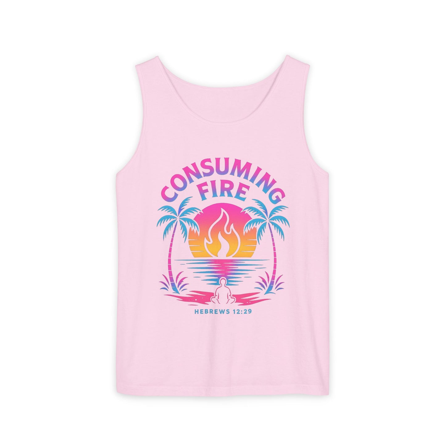 Consuming Fire – Hebrews 12:29 Neon Christian Tank Top
