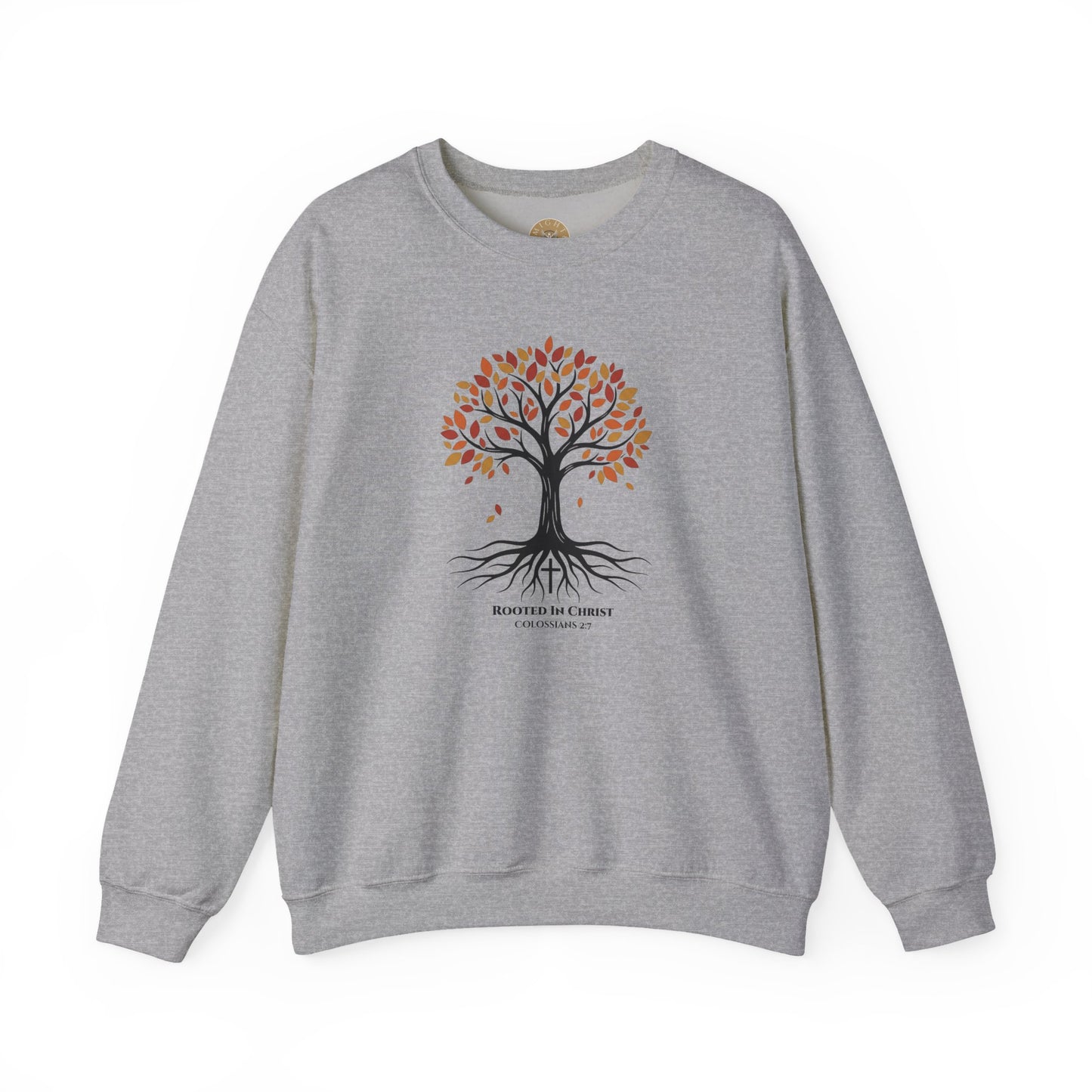 Rooted In Christ – Colossians 2:7 Christian Fall Crewneck